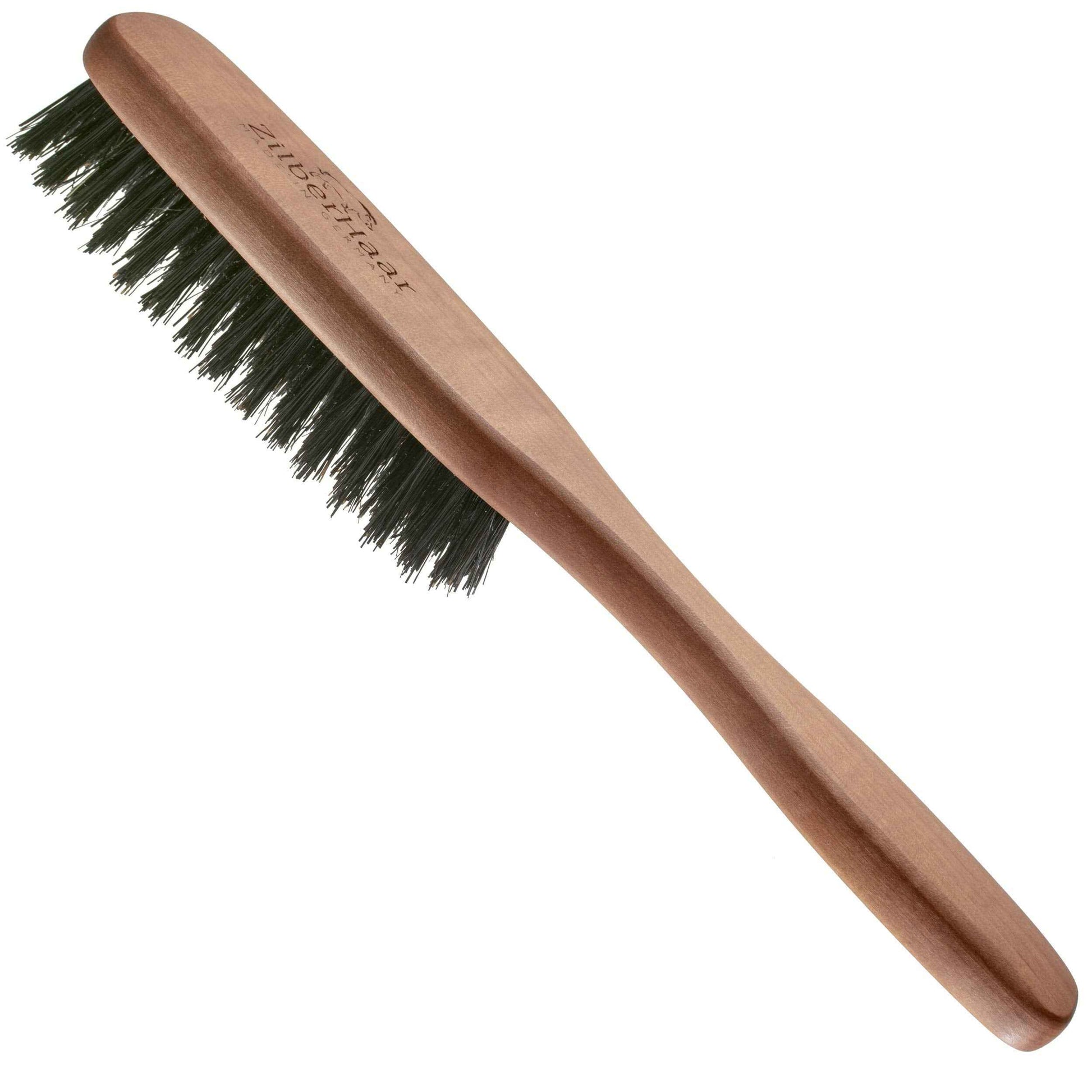 ZilberHaar Long Hair & Beard Brush - Made From Stiff First Cut Boar Bristles And Pearwood - Perfect Beard Care for Men - Works with all Beard Balms and Oils - 8.5 inches long