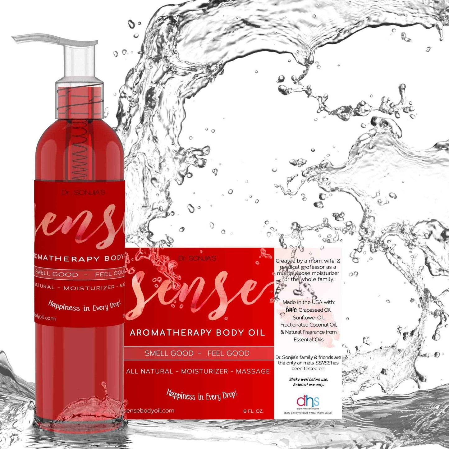Sense Relaxing Organic Body Oil | Every Day Use Massage Oil, Aroma Therapy, Natural Skin Moisturizer |100% Hypoallergenic | Made in The USA