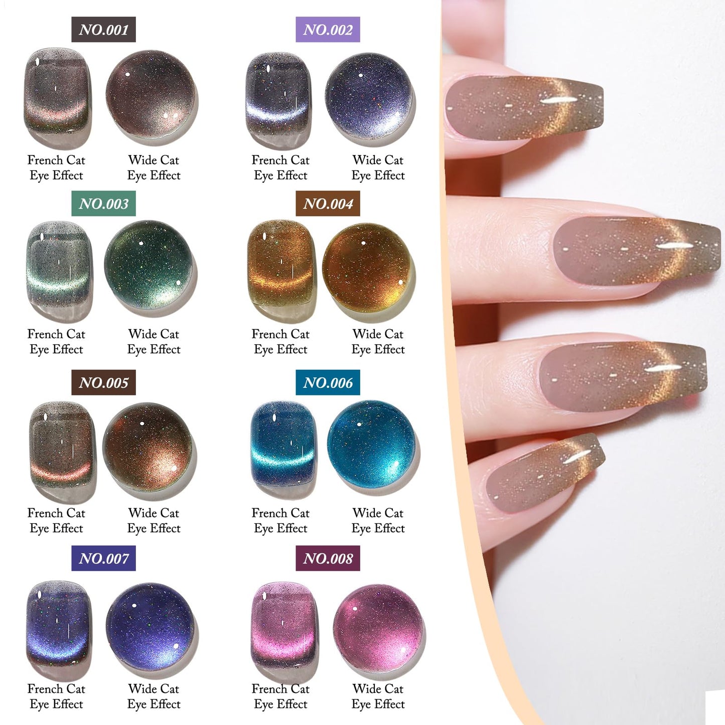 SAGEBIO Crushed Diamond Cat Eye Gel Nail Polish with Magnet Stick, 15ml Holographic Glitter Gel, Ideal for DIY Nail Art, Mystical Onyx