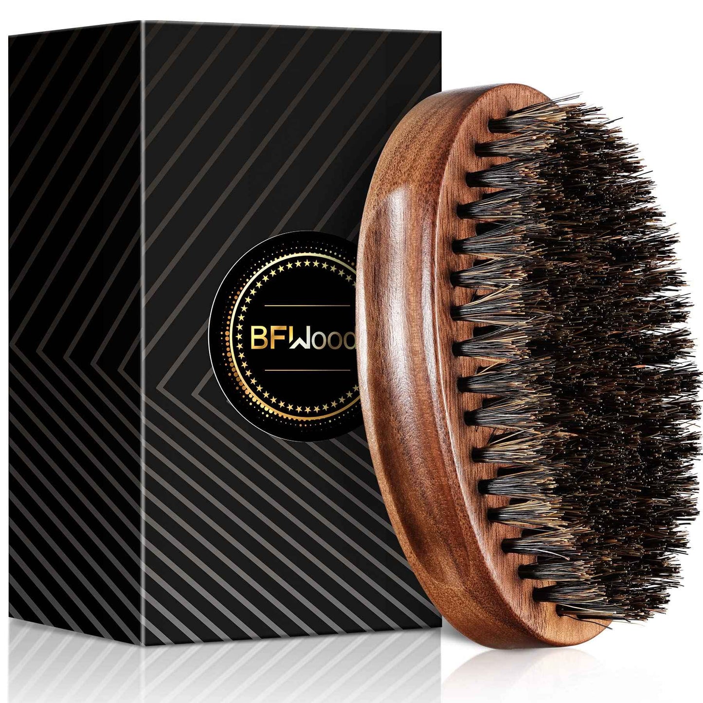 BFWood Boar Bristle Beard Brush for Men - Black Walnut Wood