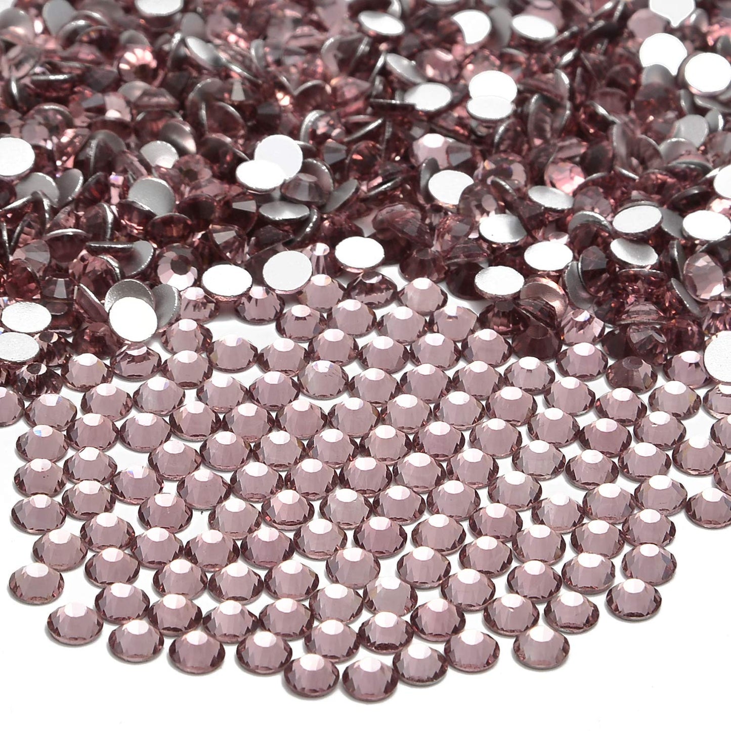 NCB 2000pcs Flatback Round Glass Nail Art Rhinestones Crystal for DIY Making Accessories Shoes, Clothes, Face Art, Bags, Manicure (Lt. Amethyst, SS8 2000pcs)