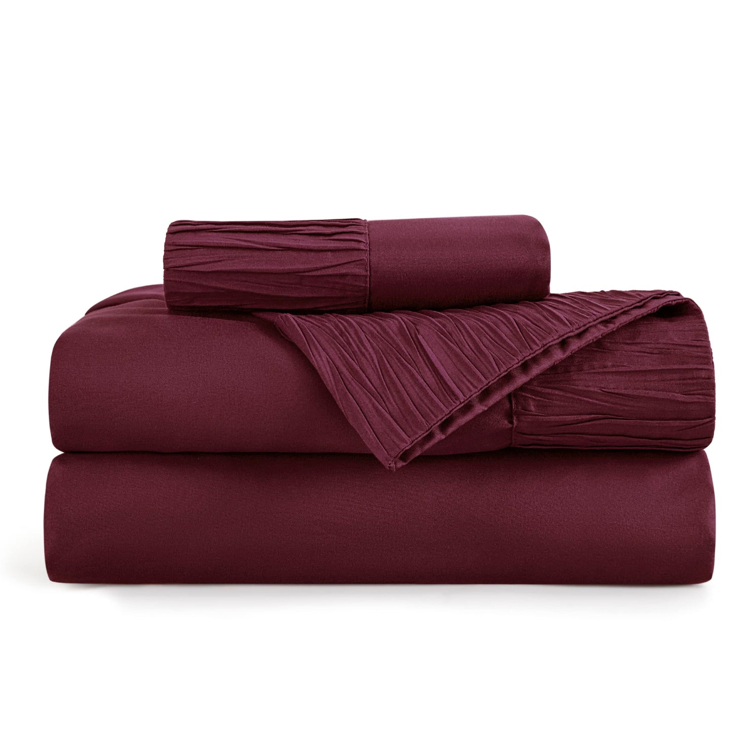 Bedsure Twin Sheets Set - Soft Twin Bed Sheets, 3 Pieces Hotel Luxury Burgundy Sheets Twin, Easy Care Polyester Microfiber Cooling Bed Sheet Set