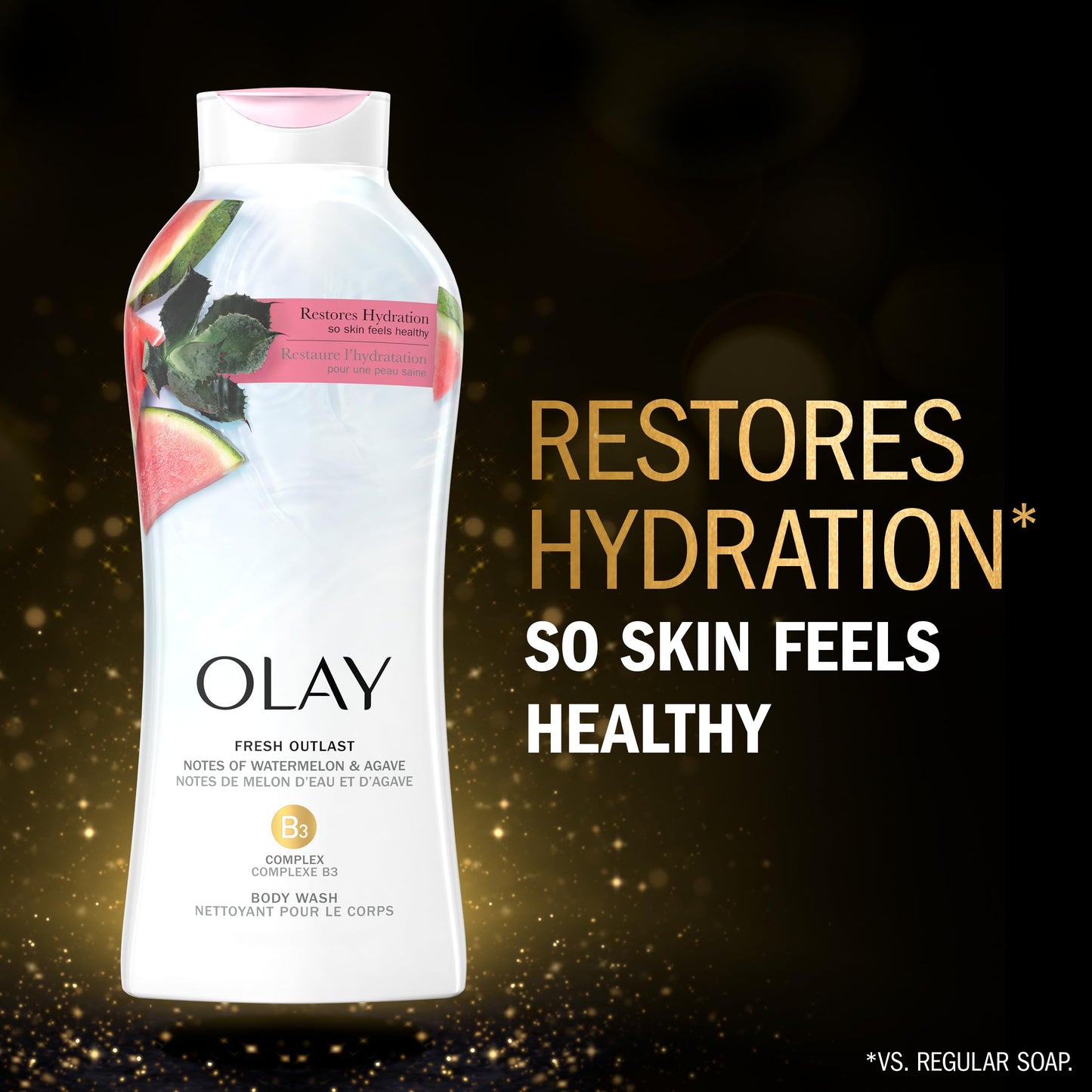 Olay Fresh Outlast Notes of Watermelon & Agave Body Wash, 22 fl oz (Pack of 4)