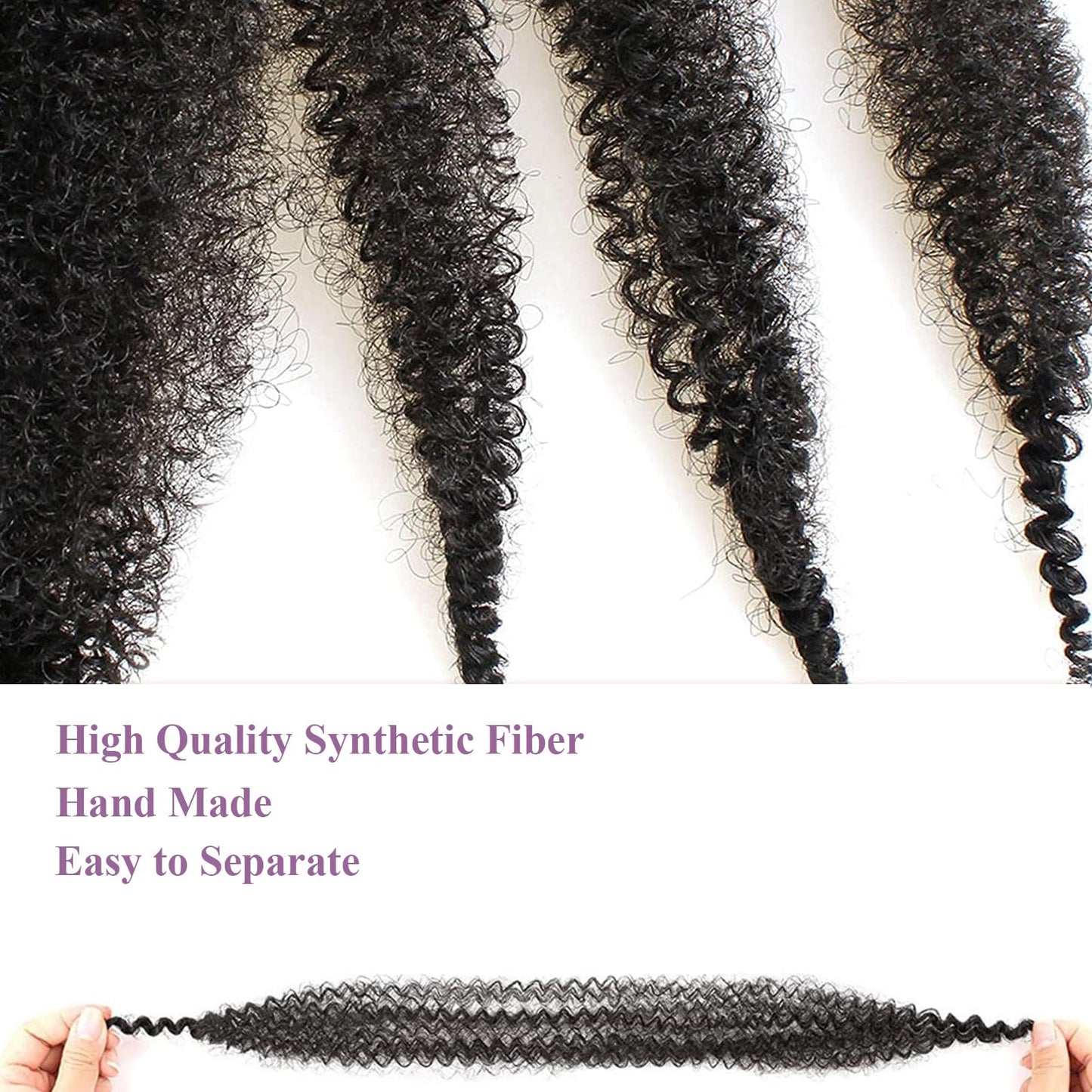 Viovian 2 Packs Springy Afro Twist Hair 16 Inch Pre-Separated Afro Spring Twist Hair Afro Kinky Twist Hair Wrapping Hair for Soft Locs Natural Black(1B#)