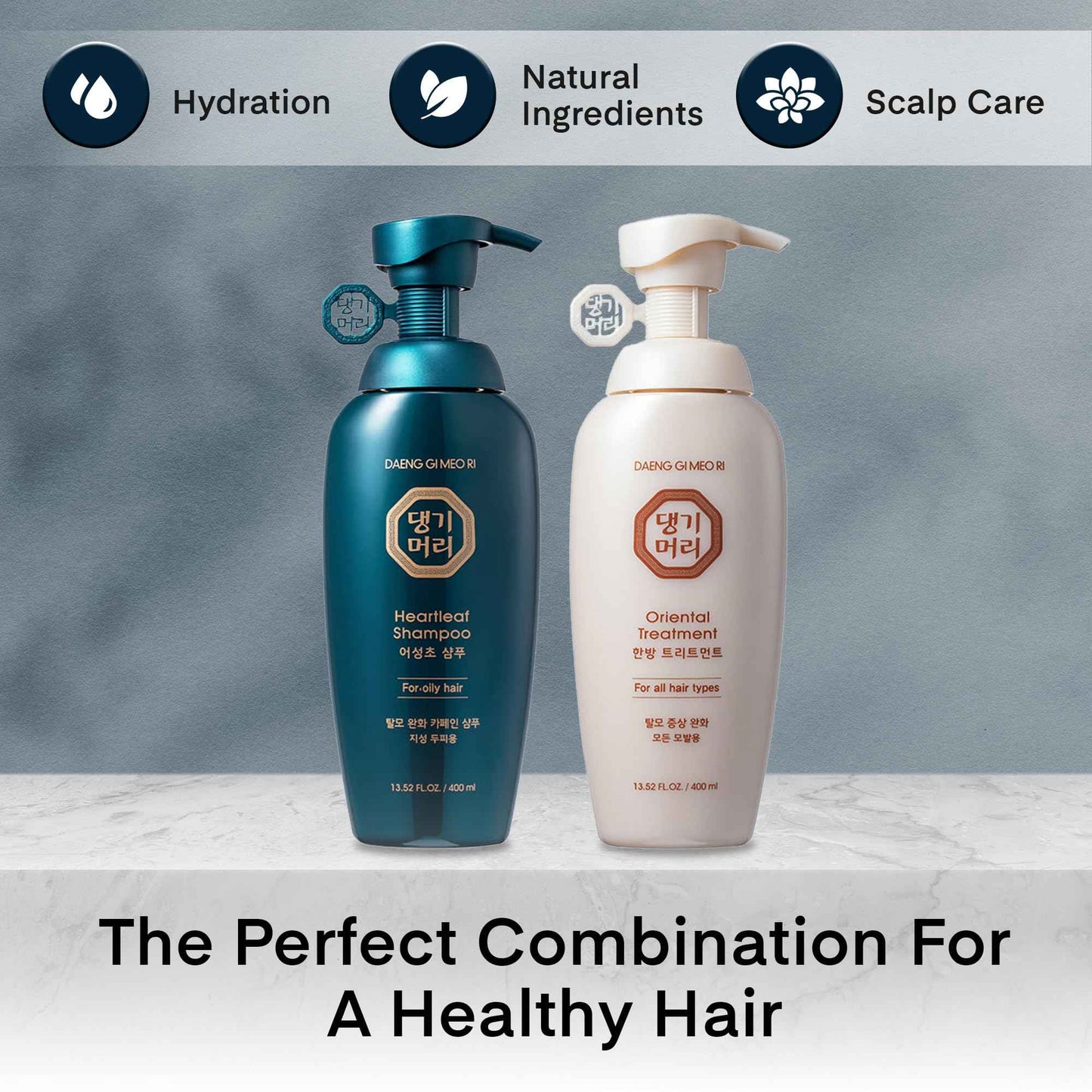 Daeng Gi Meo Ri Hair Loss Care Set - Shampoo for Oily Hair + Treatment for All Hair Types, 13.5 FL. OZ. Each