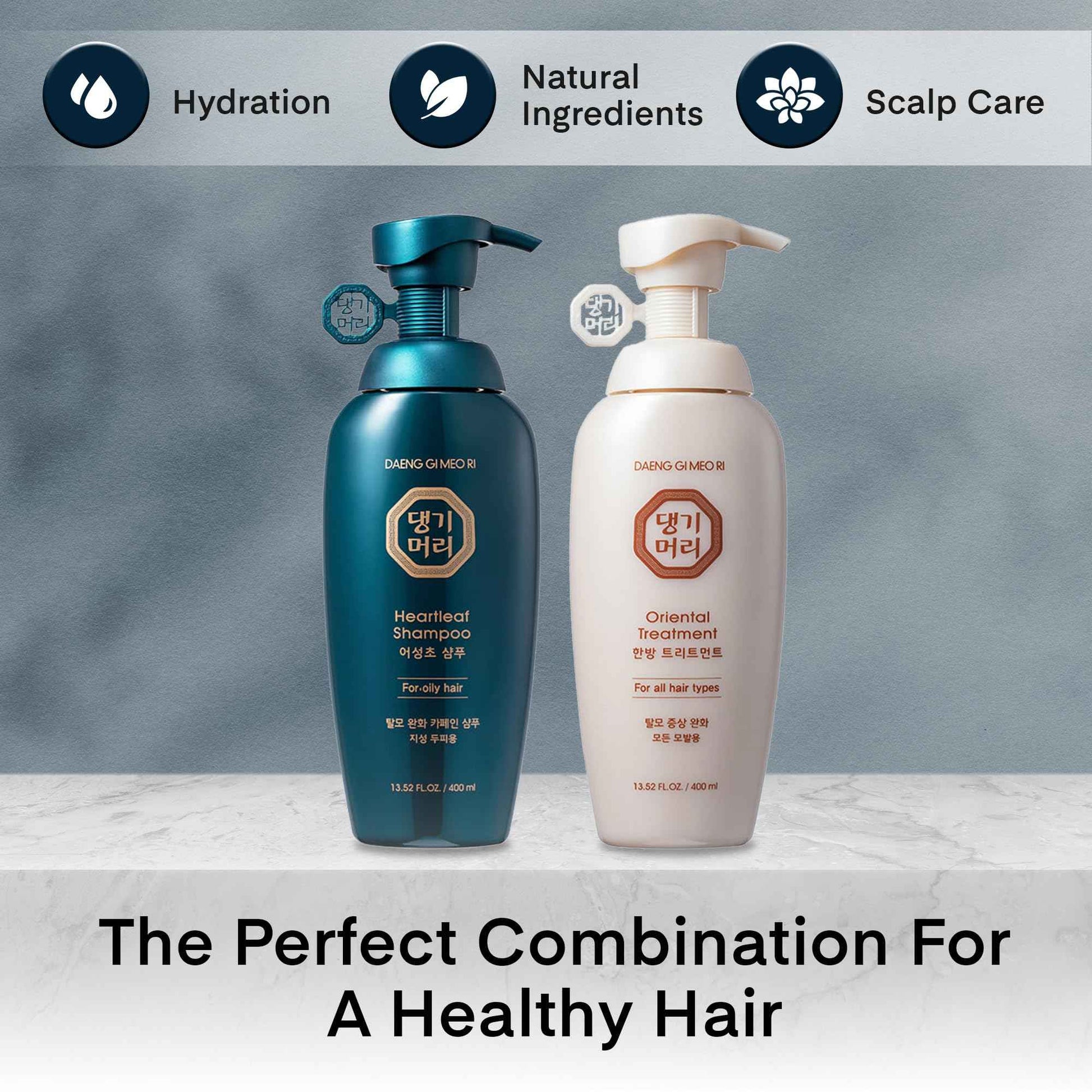 Daeng Gi Meo Ri Hair Loss Care Set - Shampoo for Oily Hair + Treatment for All Hair Types, 13.5 FL. OZ. Each