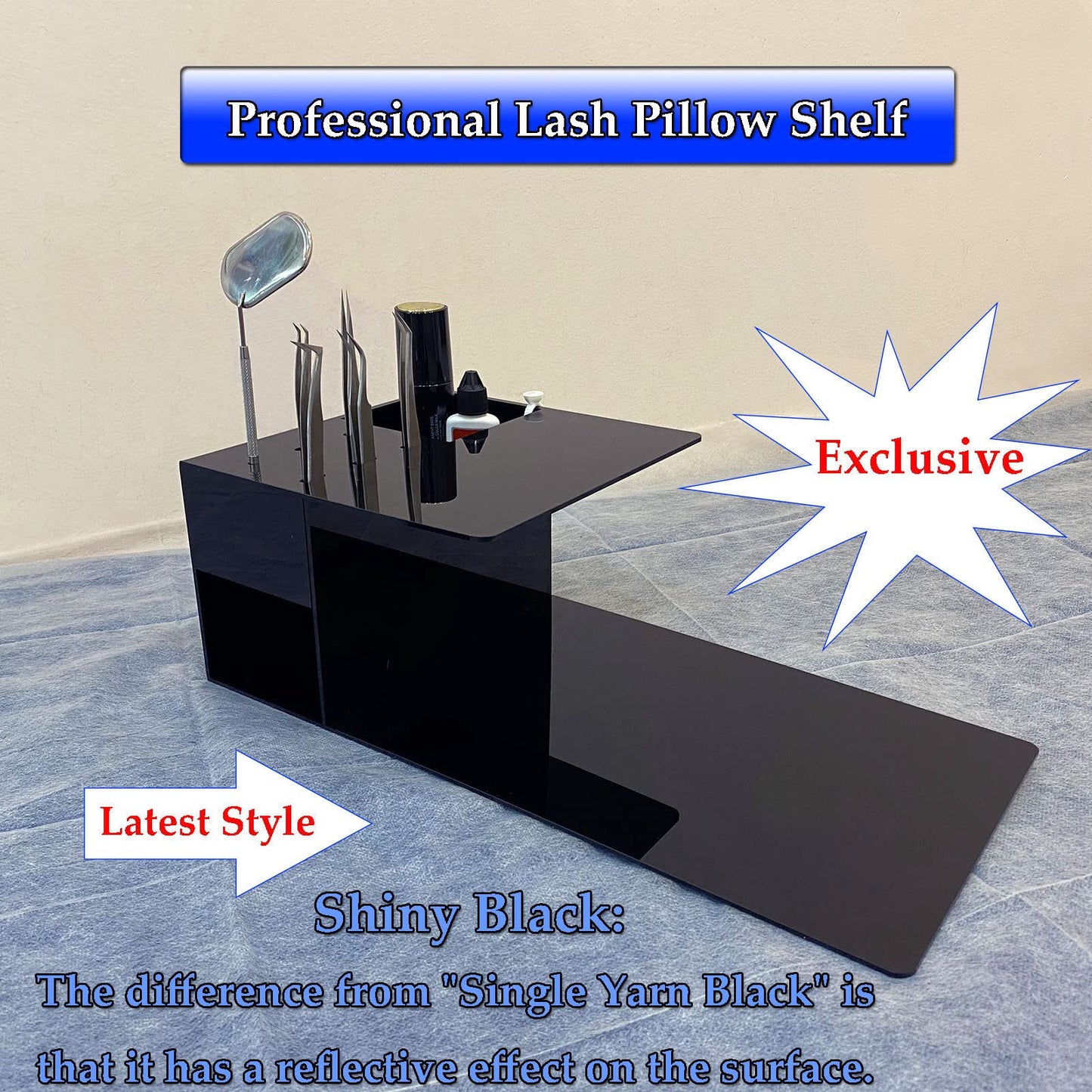 Lash Pillow Shelf Organizer - Eyelash Extension Pillow Shelf Stand - Acrylic Pillow Shelf for Lash Tech Supplies，Lash Extension Supplies Display Cabinet Shelves Suitable for Left and Right Hands