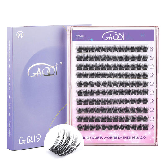 GAQQI Lash Clusters, Eyelash Clusters 120PCS C Curl Individual Lashes, Wispy Cluster Eyelash Extension 10mm Only, Natural Looking Cluster Lashes （GQ19, C Curl, 10mm)