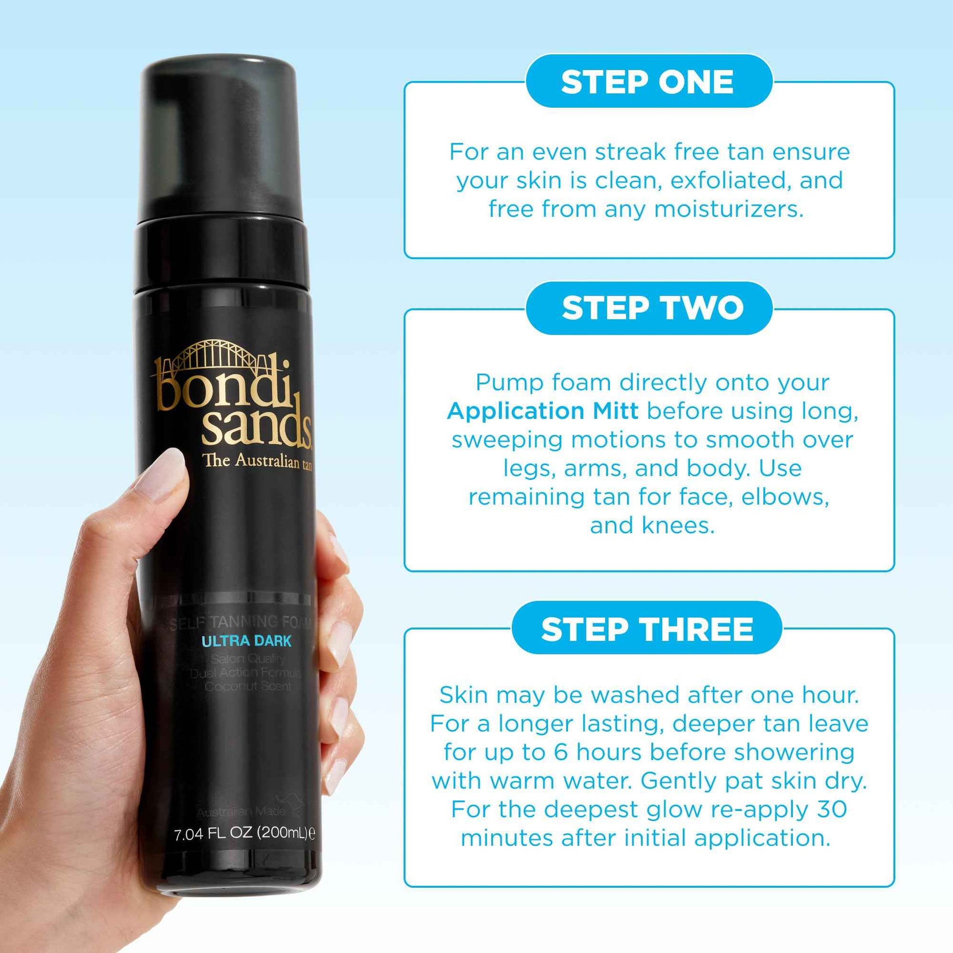 Bondi Sands Ultra Dark Self Tanning Foam + Application Mitt | Includes Lightweight Sunless Foam + Reusable Mitt for a Flawless Finish ($32 Value)