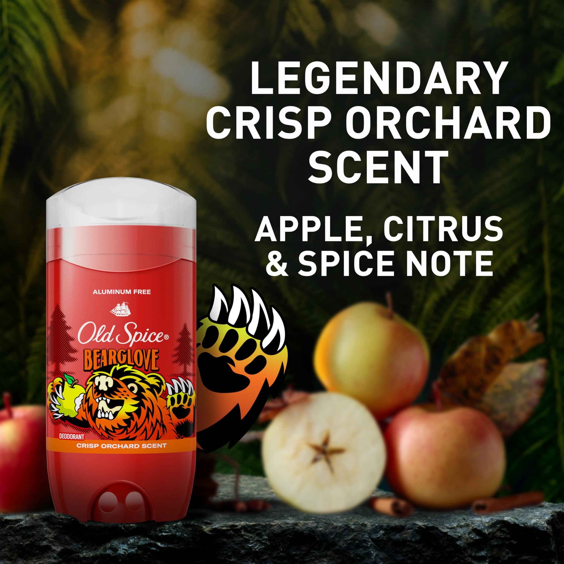 Old Spice Aluminum Free Deodorant for Men, 24/7 Odor Protection, 24/7 Freshness & Lasting Scent, Goes on Clear, Bearglove with Crisp Orchard Scent, 3.0 oz (Pack of 3)
