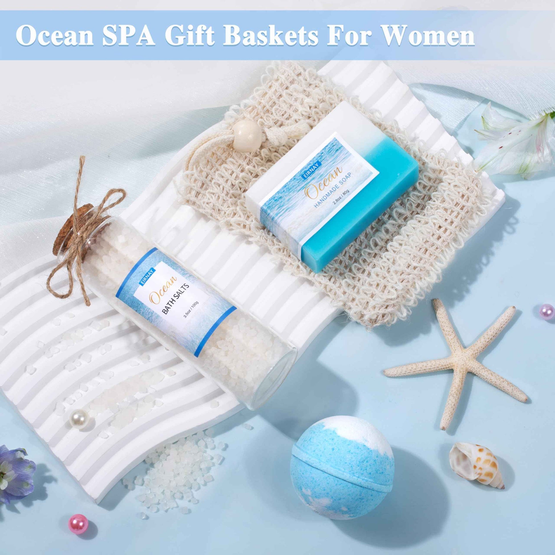 Gifts for Women, Birthday Gifts for Women, 12Pcs Ocean Relaxing Spa Gifts Basket, Bath and Body Gifts Set, Self Care Package for Mom, Wife, Girlfriend, Sister, Female Friends
