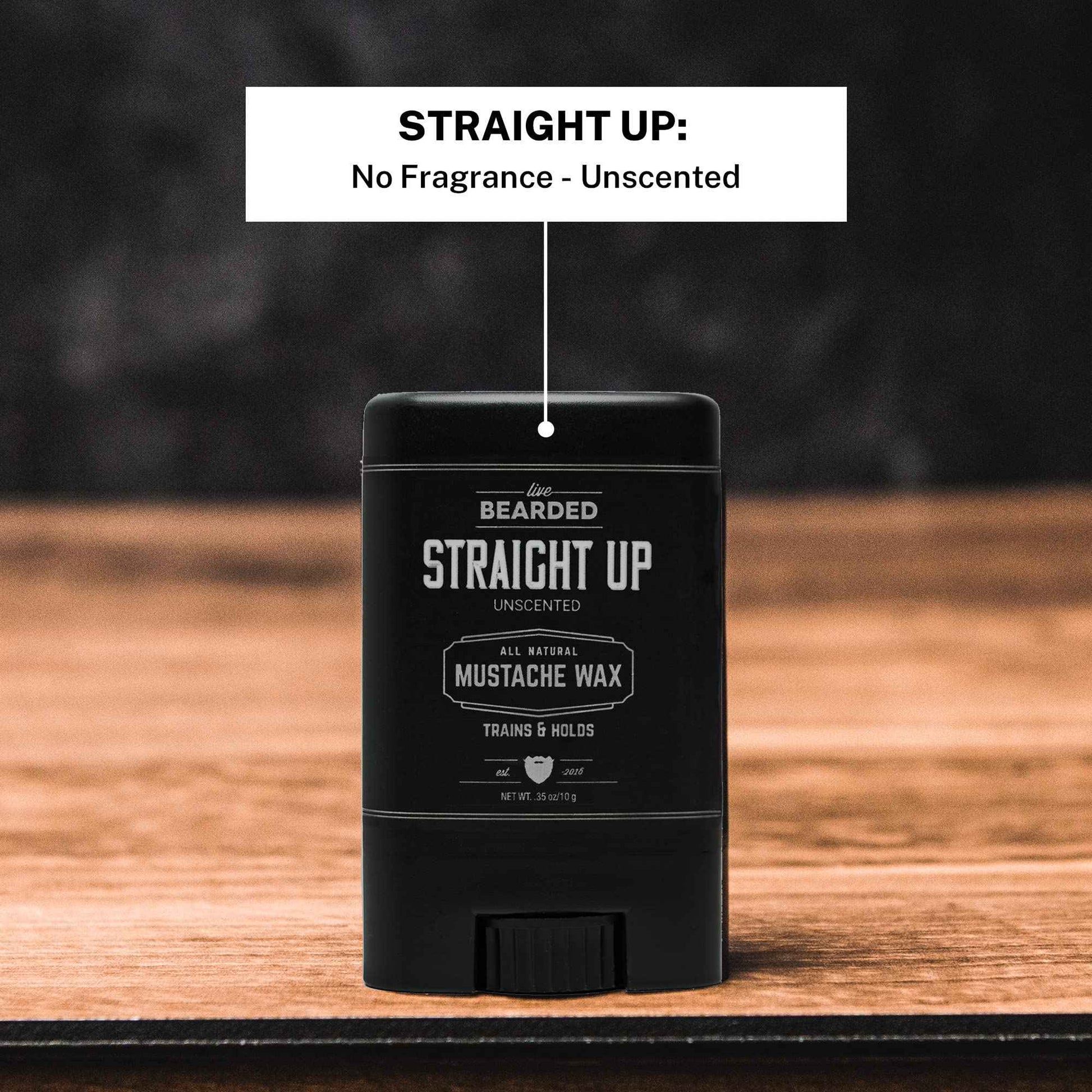 Live Bearded Mustache Wax Stick, 0.35 oz - Made in the USA with All-Natural Ingredients - Medium Hold Stache and Beard Styling for Men | Straight Up - Fragrance-Free