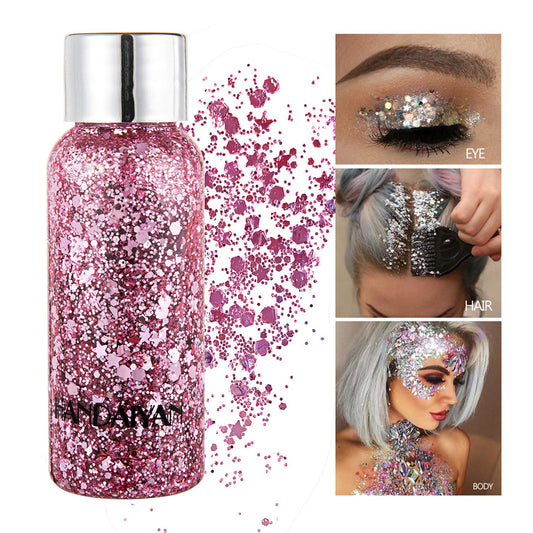 GL-Turelifes Mermaid Sequins Chunky Glitter Liquid Eyeshadow Glitter Body Gel Festival Glitter Cosmetic Face Hair Nails Makeup 30g