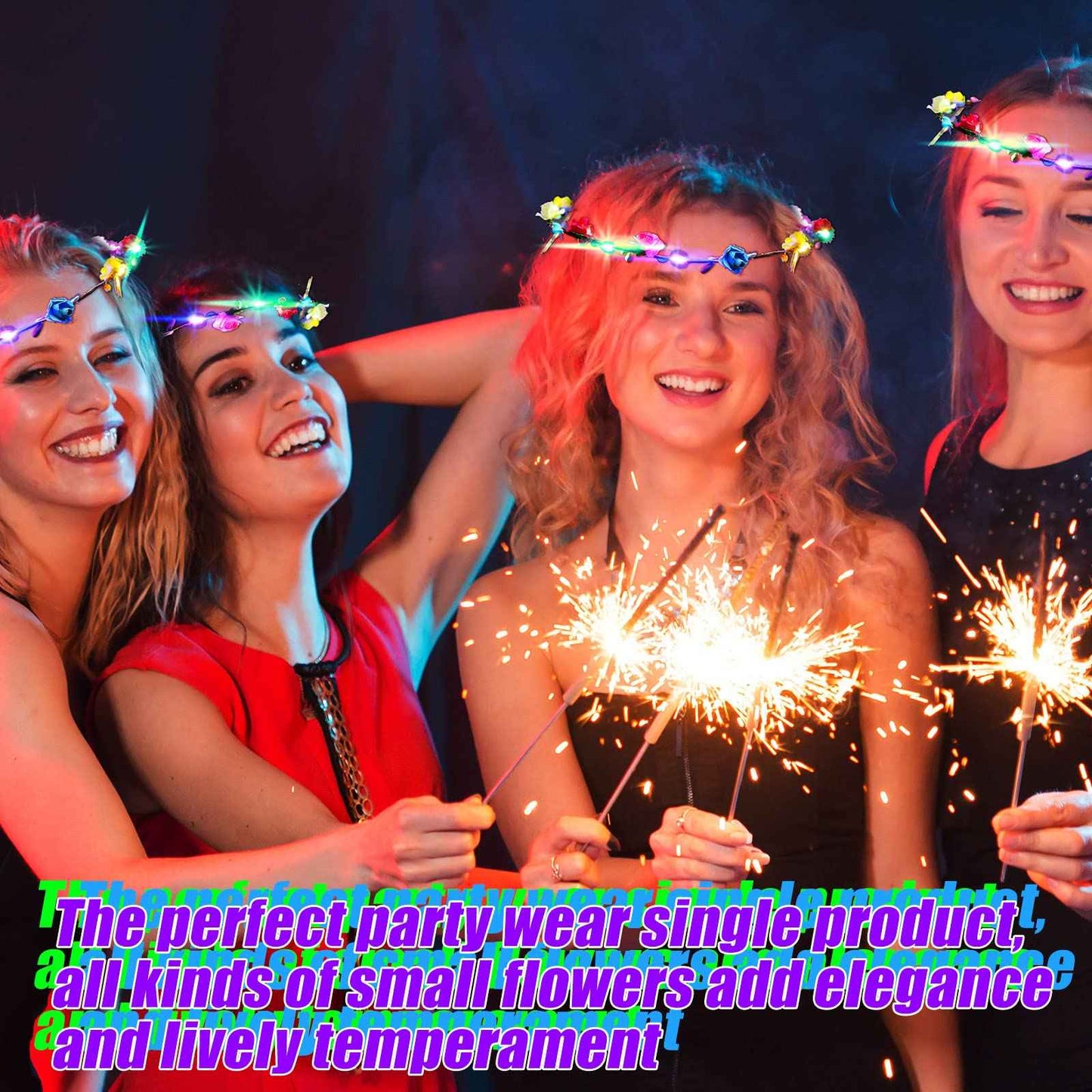 Syhood 40 Pcs LED Flower Headband, Light up Flower Crown Garland Headdress Floral Headpiece for Women Hair Accessories Bridal Shower Holiday Birthday Wedding Party(Plum Blossom Style)