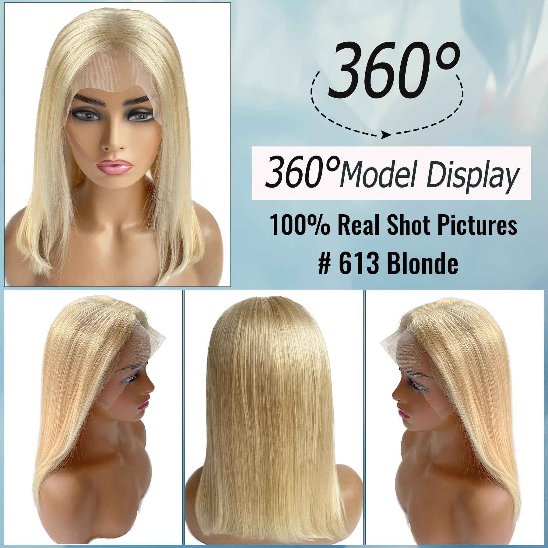 Blonde Bob Wig - 613 Lace Front, Human Hair, 13x4, HD, Pre-Plucked, 10in
