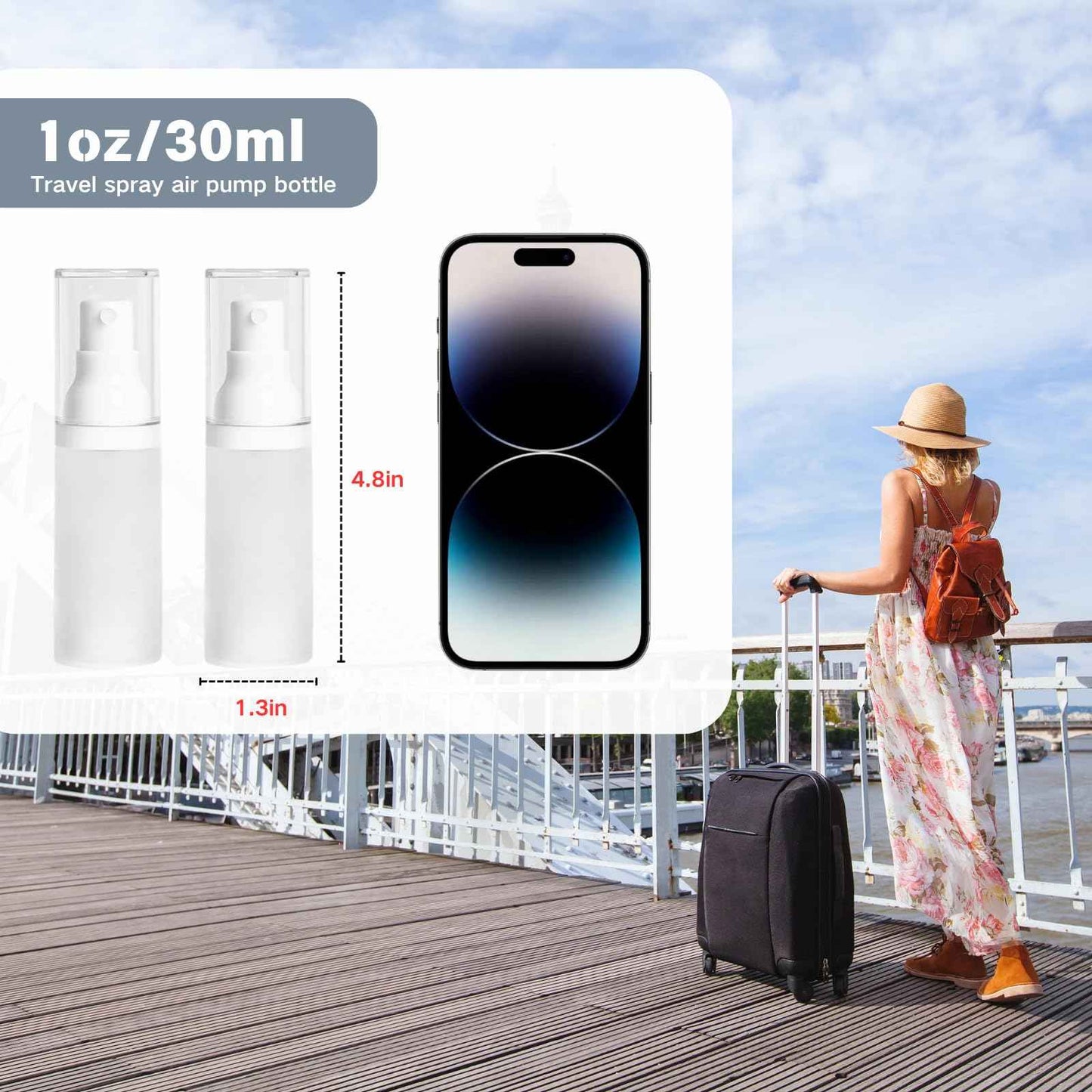 FaceBucks 1oz/30ml-Small Spray Bottle 360° Angle Work, Portable Refillable Leak Proof Travel Mini Spray Bottle.For Perfume Toner Hair spray Facial Moisturizing 【1oz/30ml-(Pack of 4) & Spary Bottle】