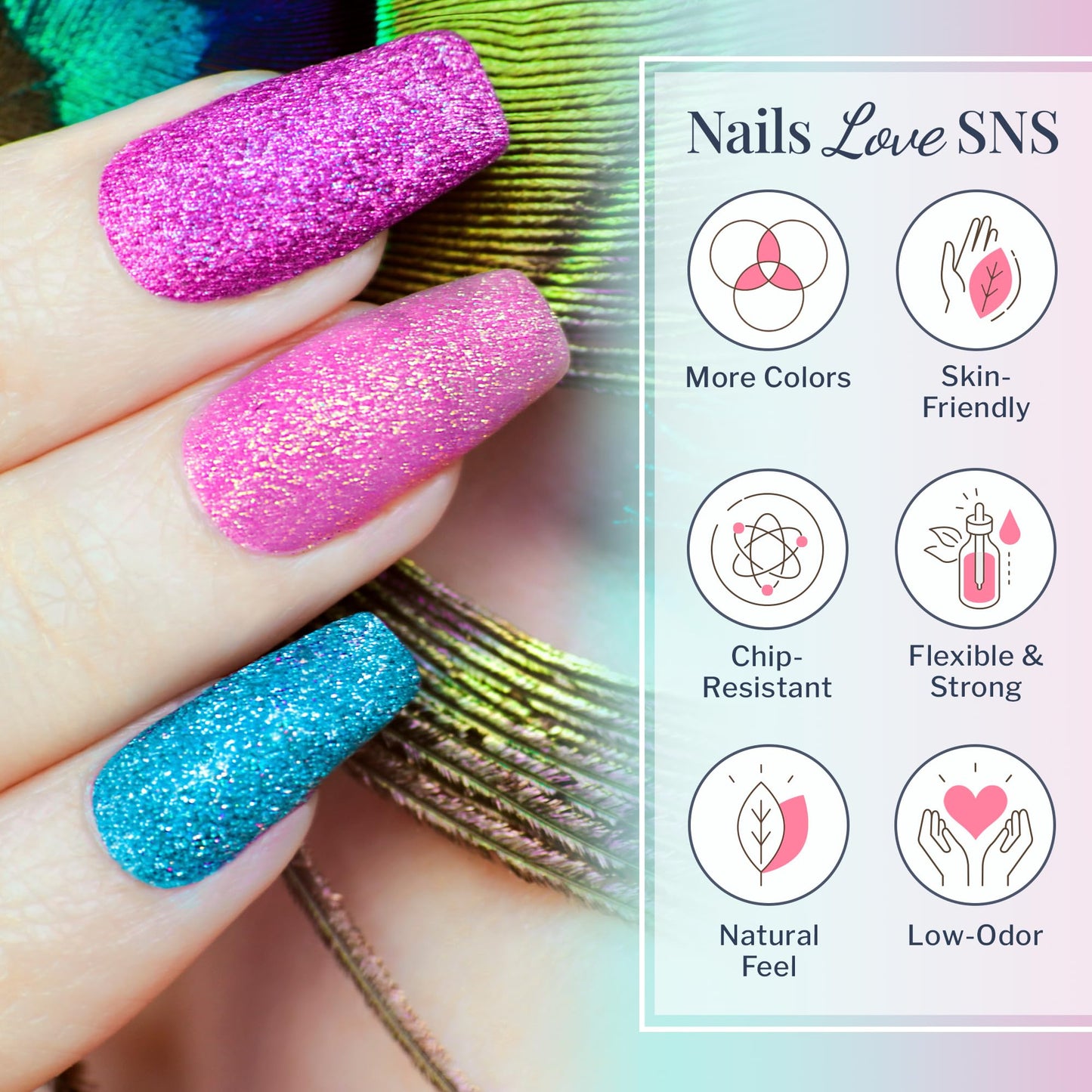 SNS Nail Dip Powder, Gelous Color Dipping Powder - Graceful Swans (Metallics/Silver, Glitter) - Long-Lasting Dip Nail Color Lasts up to 14 days - Low-Odor & No UV Lamp Required - 1 Oz