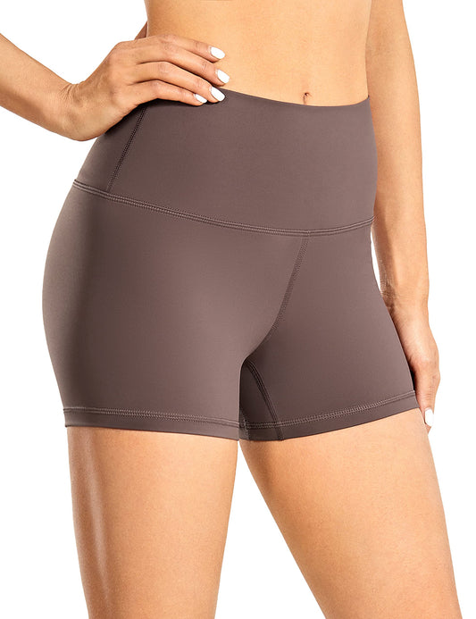 CRZ YOGA Women's Naked Feeling Biker Shorts - 3 Inches High Waisted Yoga Workout Running Spandex Shorts Purple Taupe X-Small