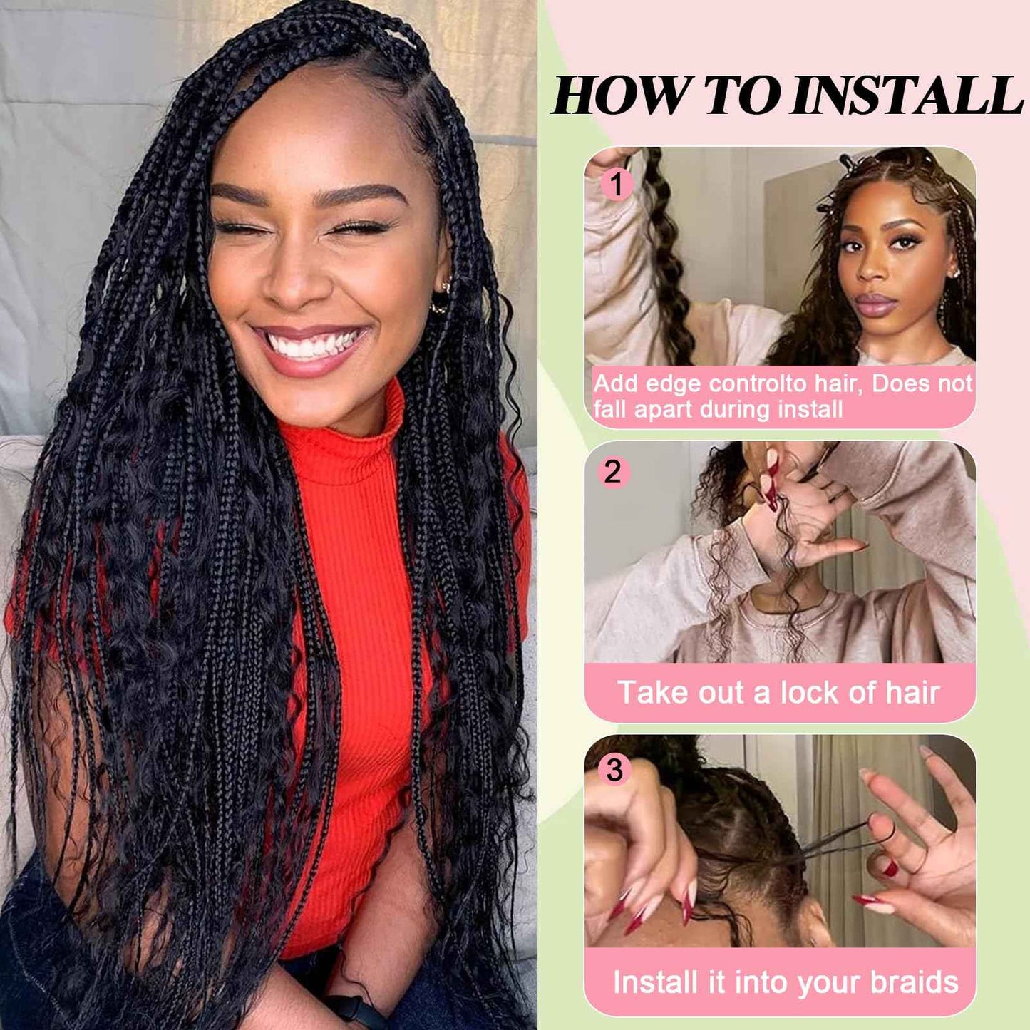 Boho Braids Human Hair for Braiding 110g 20 Inch 12A Deep Water Wave Bulk Human Braiding Hair for Boho Braids Knotless Wet and Wavy Virgin Extensions Bohemian No Weft Curly 3 Bundles Natural Black