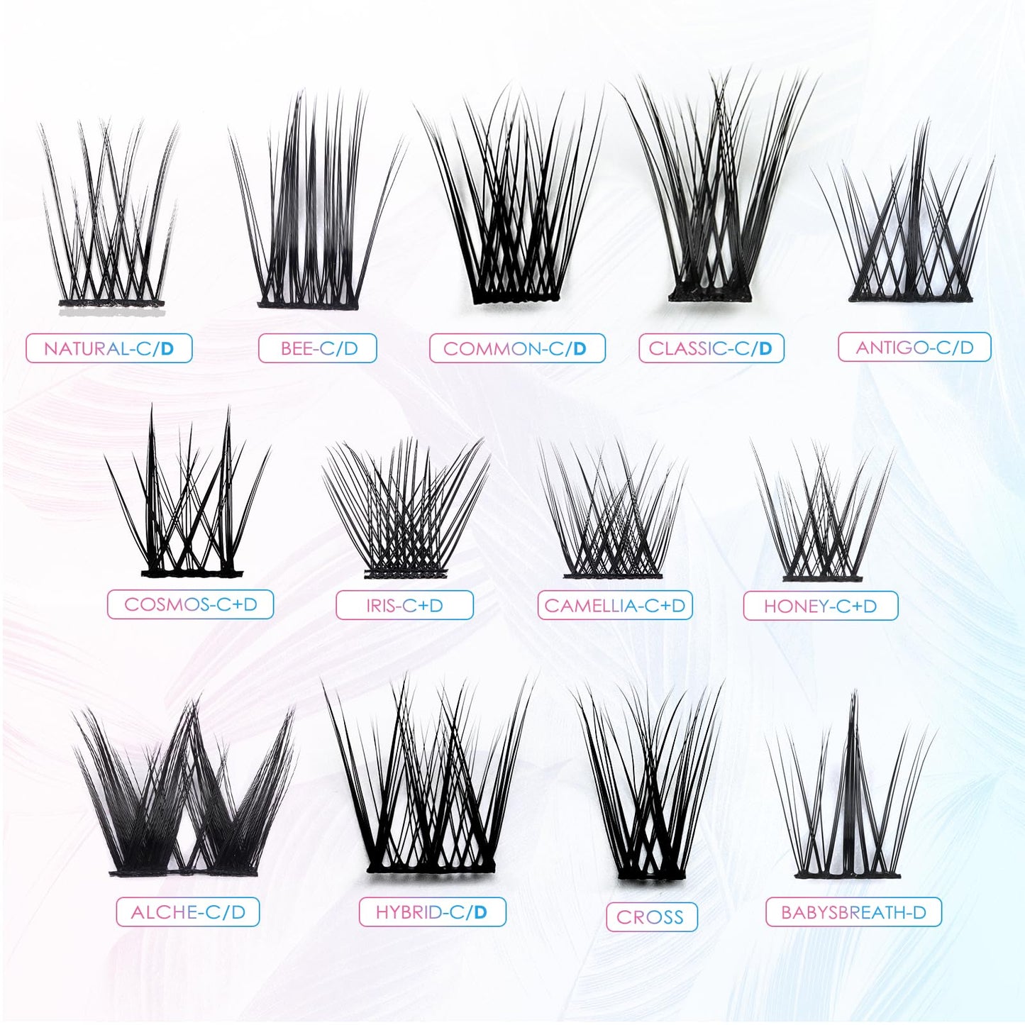 LANKIZ C+D Lash Clusters, 154pcs Individual Lashes for DIY Lash Extensions, Wispy Cluster Lashes, 10-16mm Mix Length Cluster Eyelash Extensions, Soft & Natural Lashes