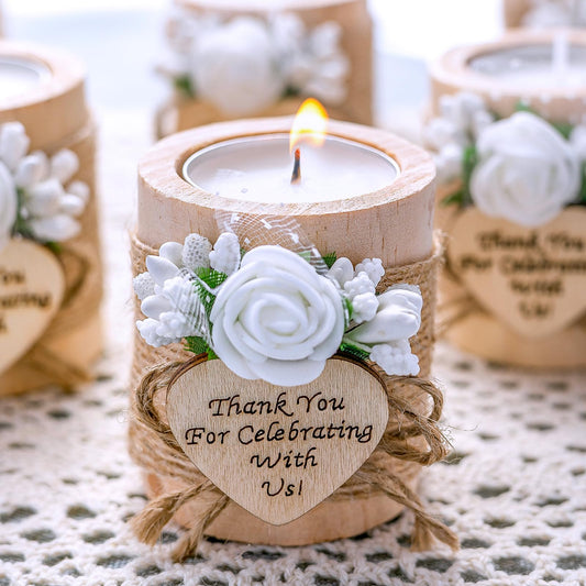 50 Piece Wooden Tealight Candle Holder Set, Wedding Party Favors for Guests, Thank You Favors, Guest Return Favors, Bridal Shower Favors for Guests, Baby Shower Favor for Guests.(Light brown 50 pcs)