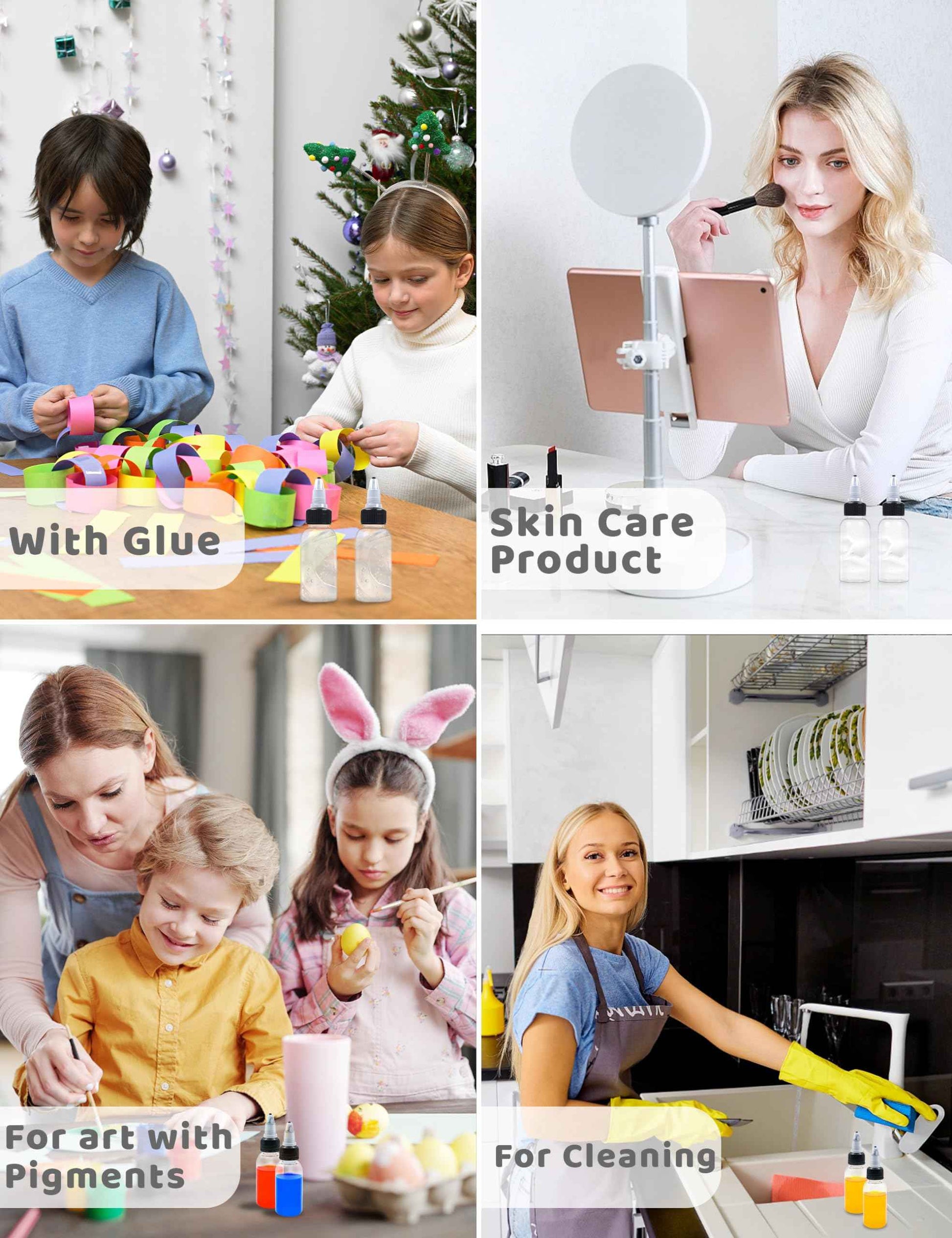 EOSAU 6 Pcs 1oz Plastic Squeeze Bottles with Twist Top Cap, 30ml Clear Dispensing Bottles, Empty Squirt Bottle for Liquids, Sauces, Arts, Crafts, Travel