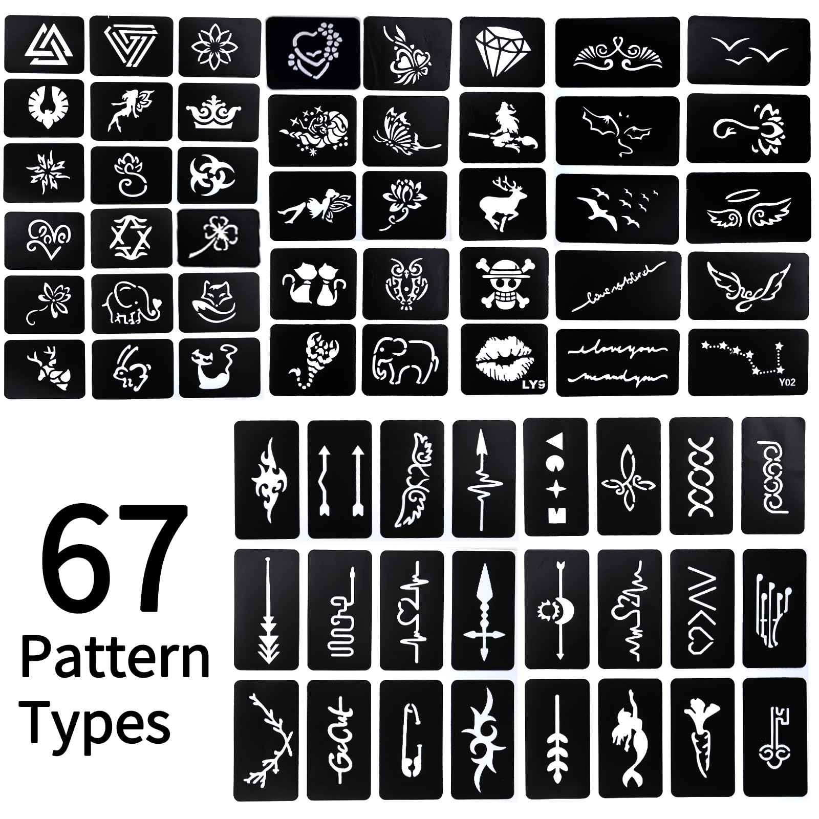 Ponhey Temporary Tattoo Markers for Skin, 36 Body Markers+67 Large Tattoo Stencils,Dual-End Tattoo Pens,Fine Lines with Cosmetic-Grade,Flexible, Skin-Safe Face Paint Kit for Kids Teenage Adults