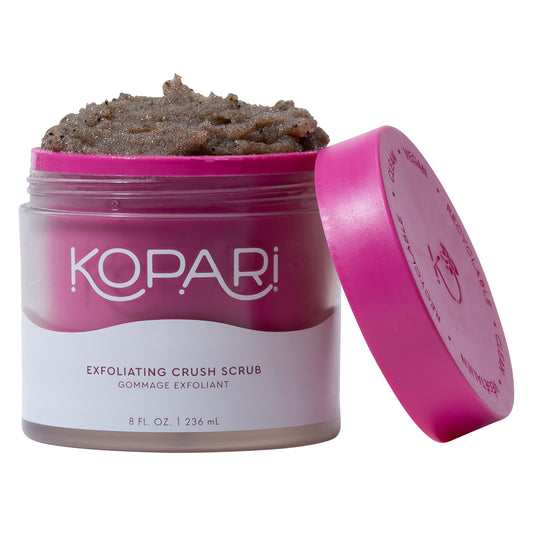 Kopari Coconut Crush Scrub - Brown Sugar Scrub to Exfoliate, Shrink the Appearance of Pores, Help Undo Dark & Age Spots + More With 100% Organic Coconut Oil, Non GMO, and Cruelty Free, 8 Oz