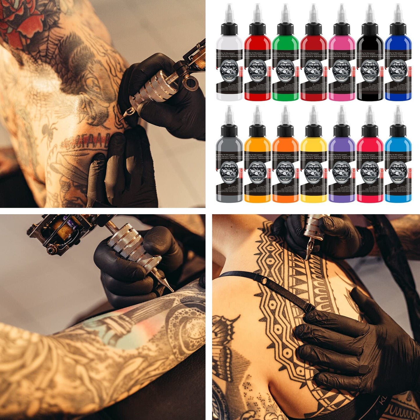 Tattoo Ink Set - Tattoo Pigment Set 14 Colors Permanent Tattoo Ink 30ml/ Bottle Professional Tattoo Supplies Used for 3D Makeup Beauty Skin Body Care