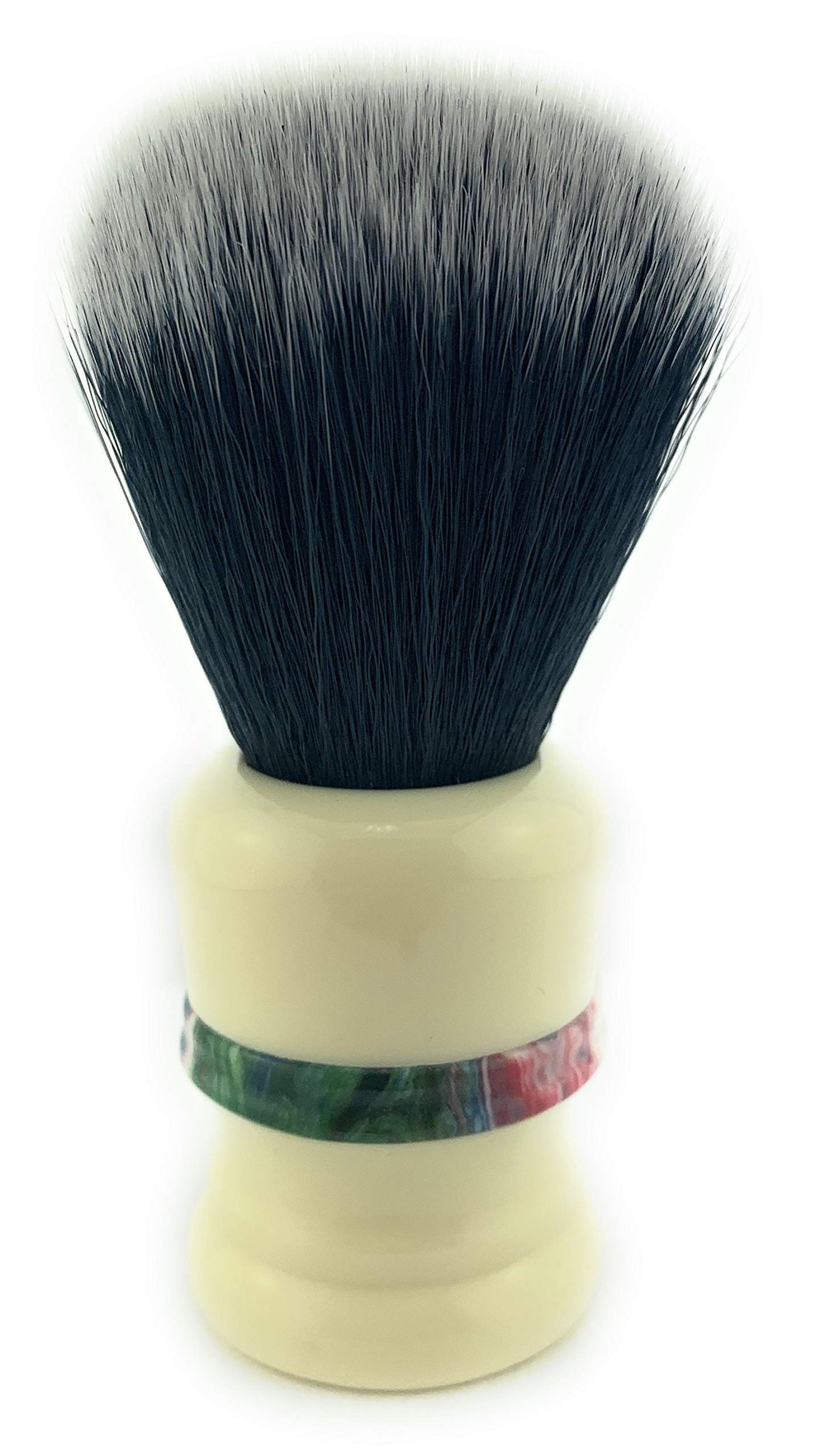 G.B.S Classic Synthetic Vegan Shaving Brush for Men, 21mm Knot 100 mm (4in All), Ivory with Color Stripe