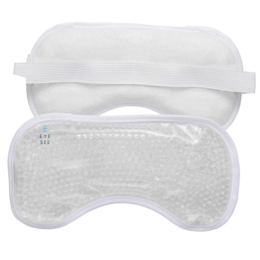 Eye See Plush Gel Eye Mask for Puffy Eyes, White - Cold Eye mask to Treat Dark Circles, Sinuses, Dry Eyes, and for Allergy Relief - Microwave Safe for Heat Therapy