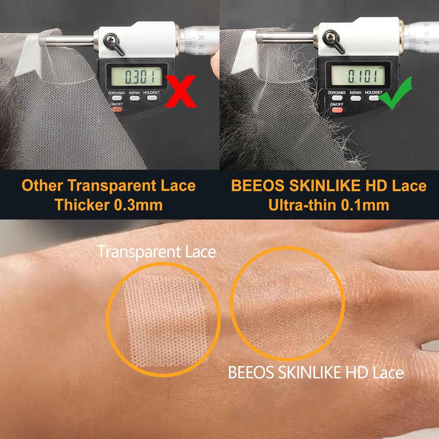 BEEOS 7x7 Skinlike Real HD Lace for Wig Making 1 Pieces, 0.1mm Ultra-thin Swiss Lace Net Base for Making Closure, Wigs Accessories for Repairing Wig Cap