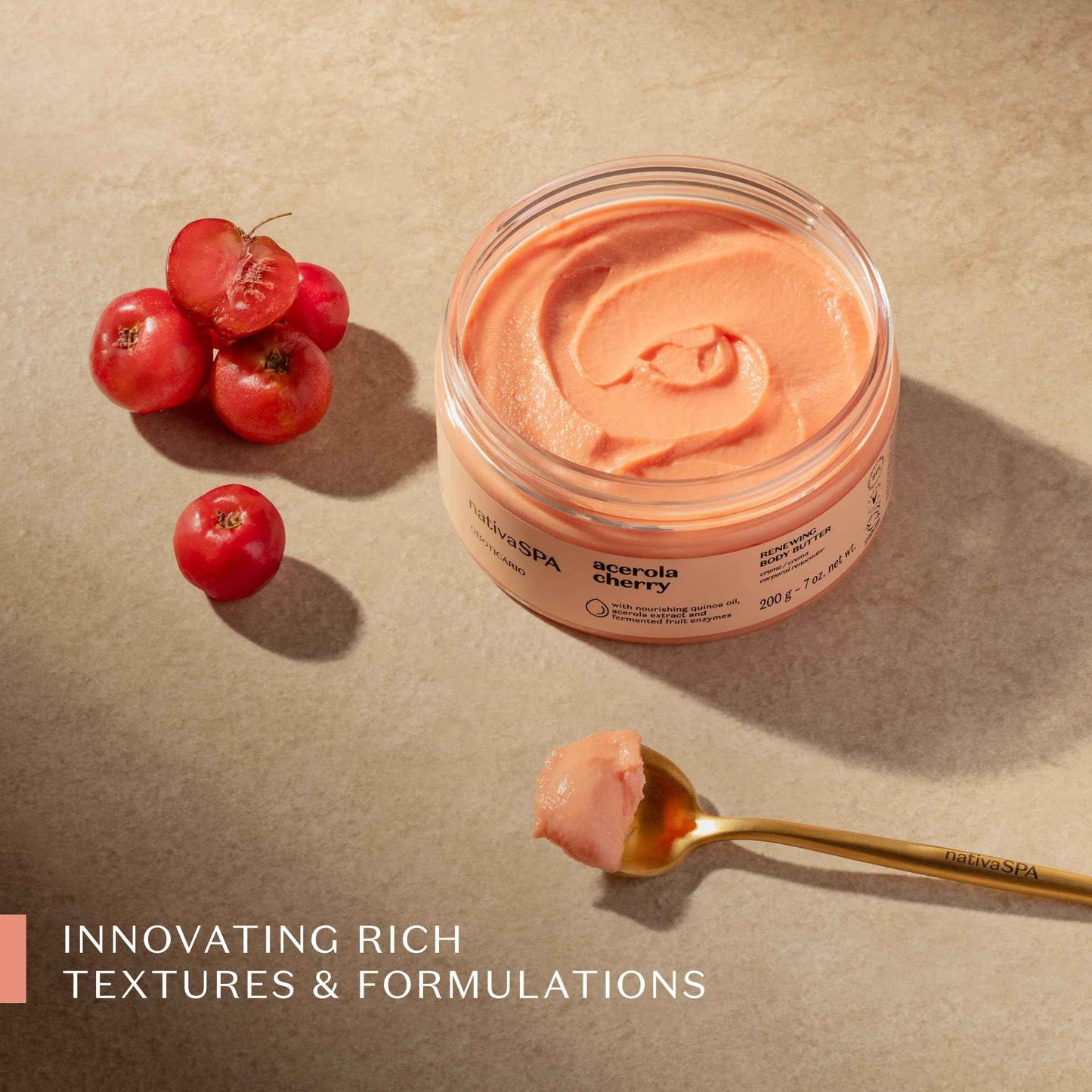 Nativa SPA by O Boticario Acerola Cherry Renewing Body Butter, Deep Nourishment for Supple Glowing Skin, 1.05 Ounce (200g)