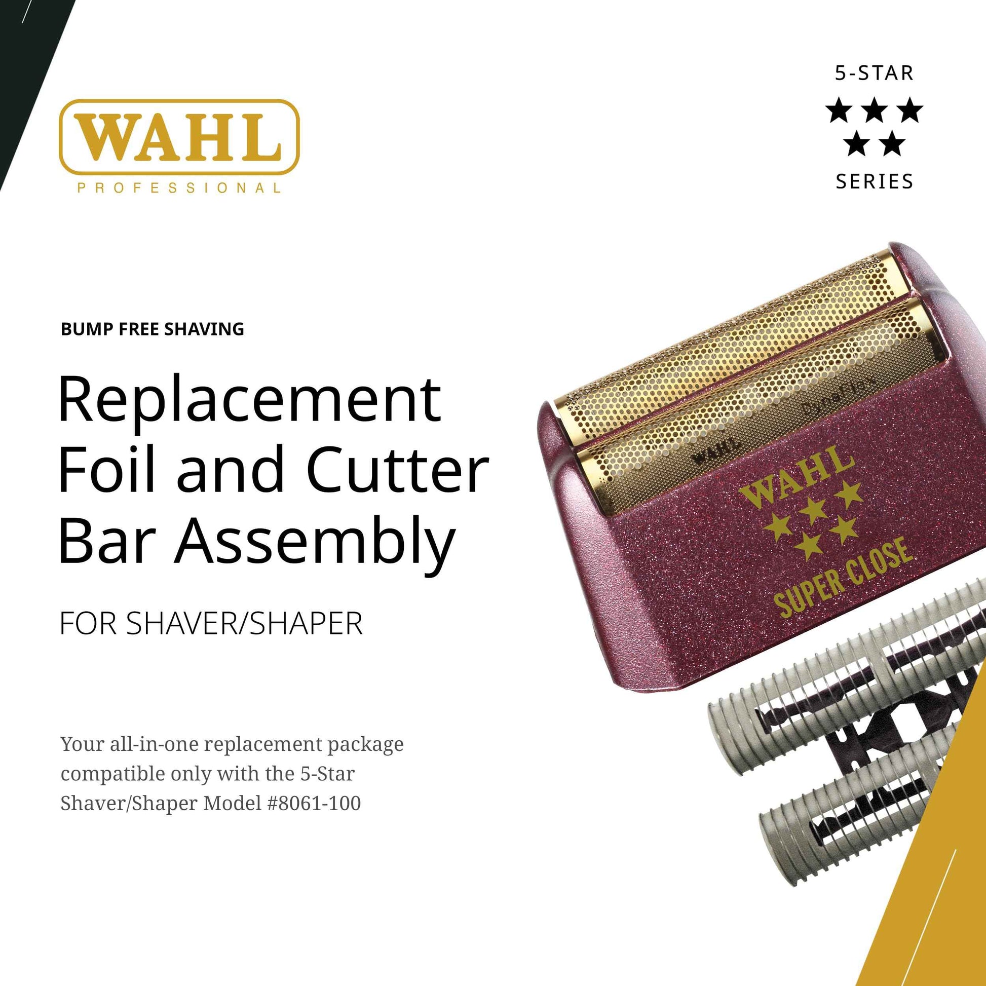 Wahl Professional 5 Star Series Shaver Shaper Replacement Foil & Cutter Bar Assembly, Super Close, Gold