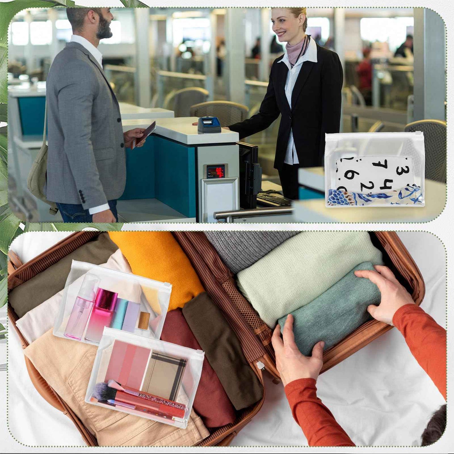 cobee 50 Pcs Clear Makeup Bags Bulk, Mini Cosmetic Organizer for Travel Small Transparent Zipper Pouch PVC Waterproof Pouches 7.9x5.9x2 In for Toiletry