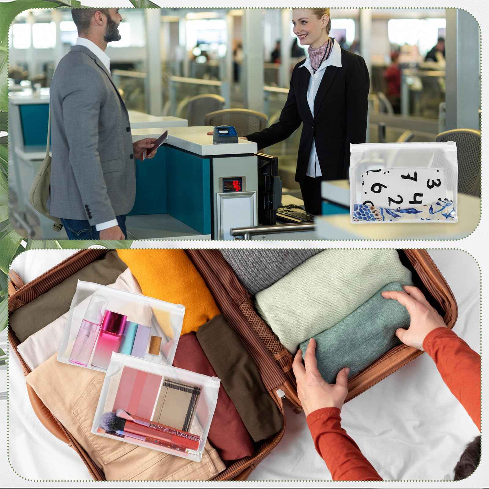 cobee 50 Pcs Clear Makeup Bags Bulk, Mini Cosmetic Organizer for Travel Small Transparent Zipper Pouch PVC Waterproof Pouches 7.9x5.9x2 In for Toiletry