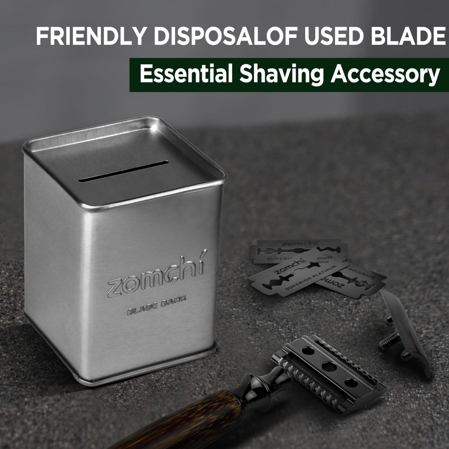 ZOMCHI Razor Blade Bank for Safety Razor Blade Storagement, Used Double Edge Safety Razor Blade Disposal Case (Silver)