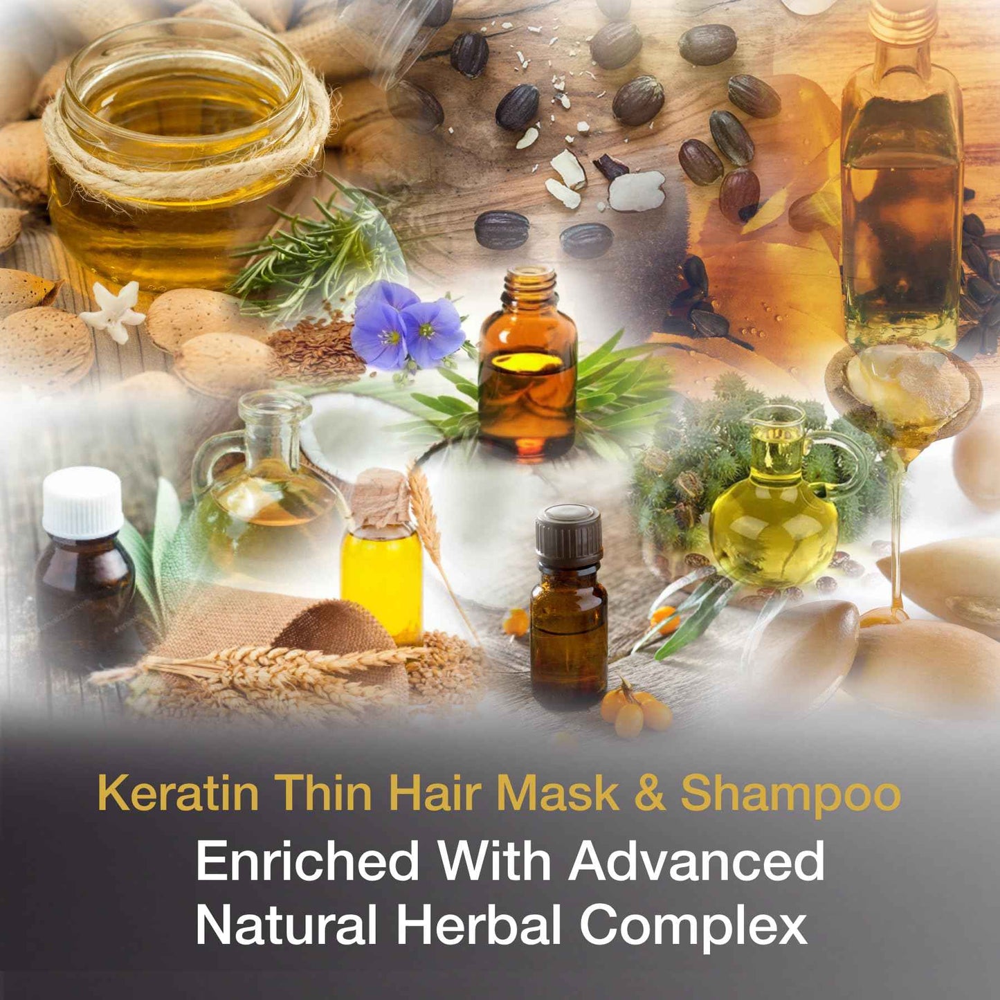 Vitamins Keratin Hair Treatment Kit - Deep Conditioner Mask and Protein Shampoo for Fine, Dry, Damaged, Color-Treated Hair