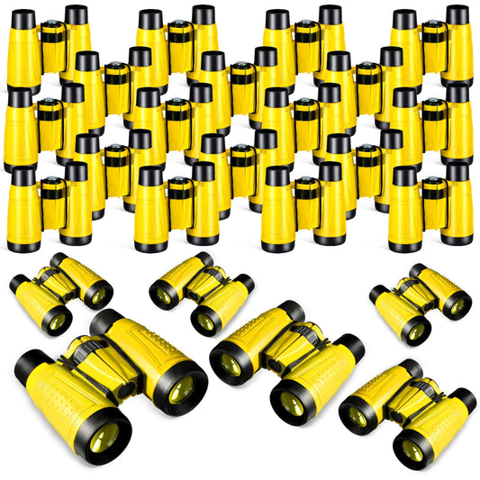 Libima 24 Pcs Binoculars for Kids Educational Compact Kids Binoculars with Neck String Toddler Binoculars for Boys Girls Learning Bird Watching Camping Hiking Travel Safaris Birthday Gifts (Yellow)