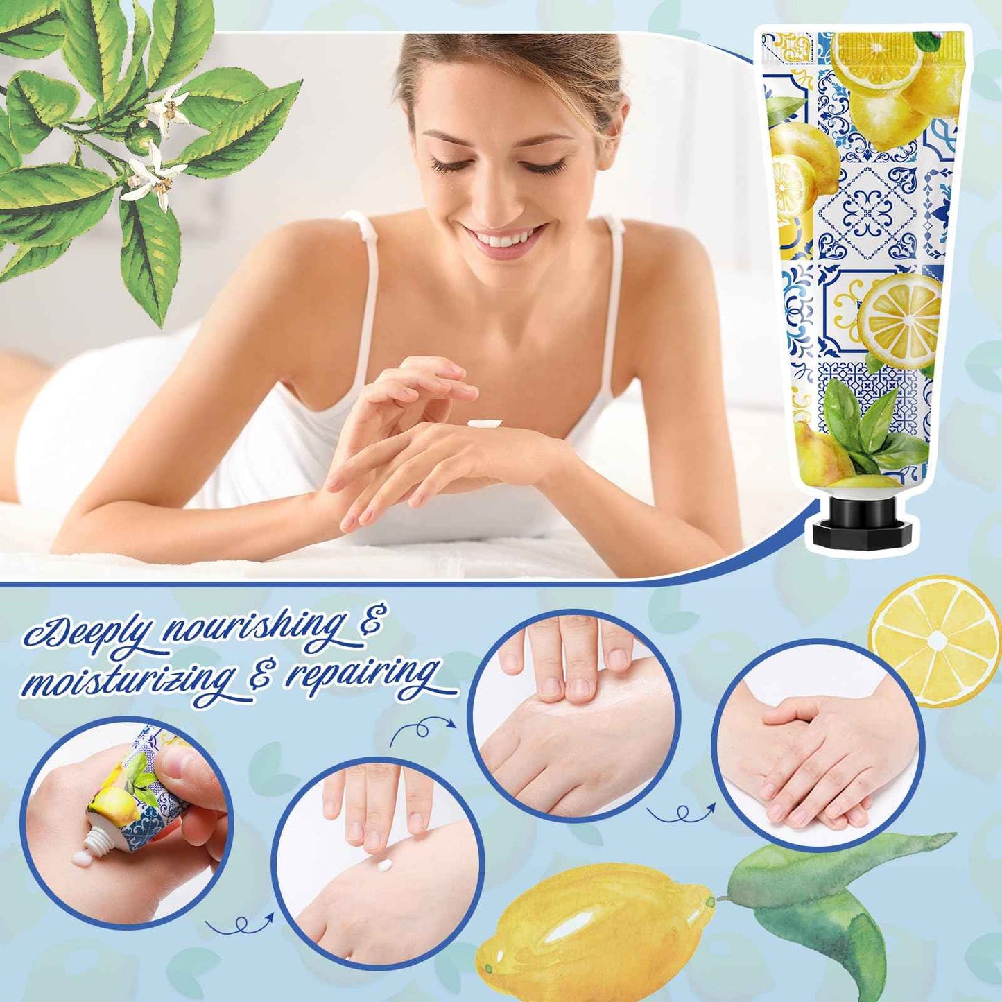 Dansib 48 Sets Christmas Baby Shower Hand Cream Gift Winter Party Favors for Guests Gift Bulk Mini Travel Size Hand Lotion Set for Guests(Lemon)