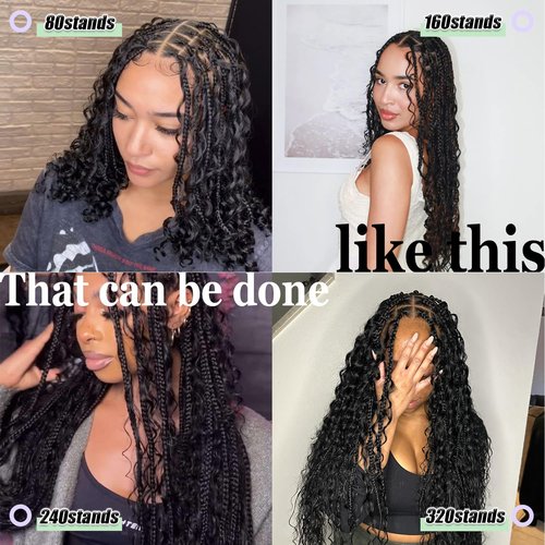 Pre-Divided Human Braiding Hair for Boho Braids Water Deep Wave Human Hair Bulk for Braiding Curly Human Hair for Boho Locs Boho Crochet Braids Human Hair Extensions (1B, 16"-320Strands)