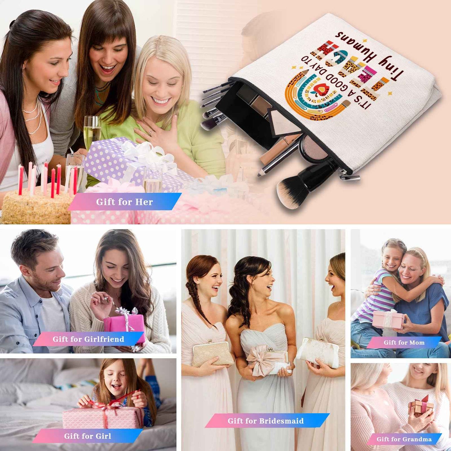 CEASQVAA Teacher Appreciation Gifts, Teachers Gifts for Women, Cool Birthday Gift for Teachers, Teacher Must Haves, Daycare Preschool Makeup Cosmetic Bag Pouch Stuff