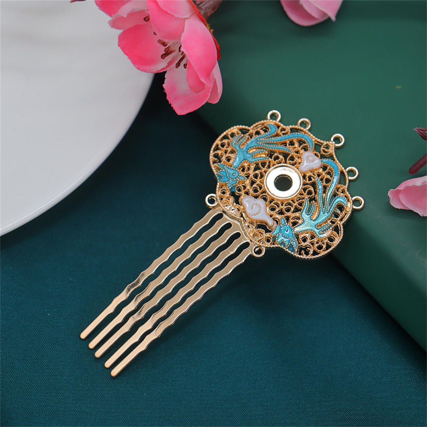 5 Pcs Metal Hairpin Flower Hair Stick Floral Hair Pins Rhinestone Hair Chopsticks for Women Girls -056