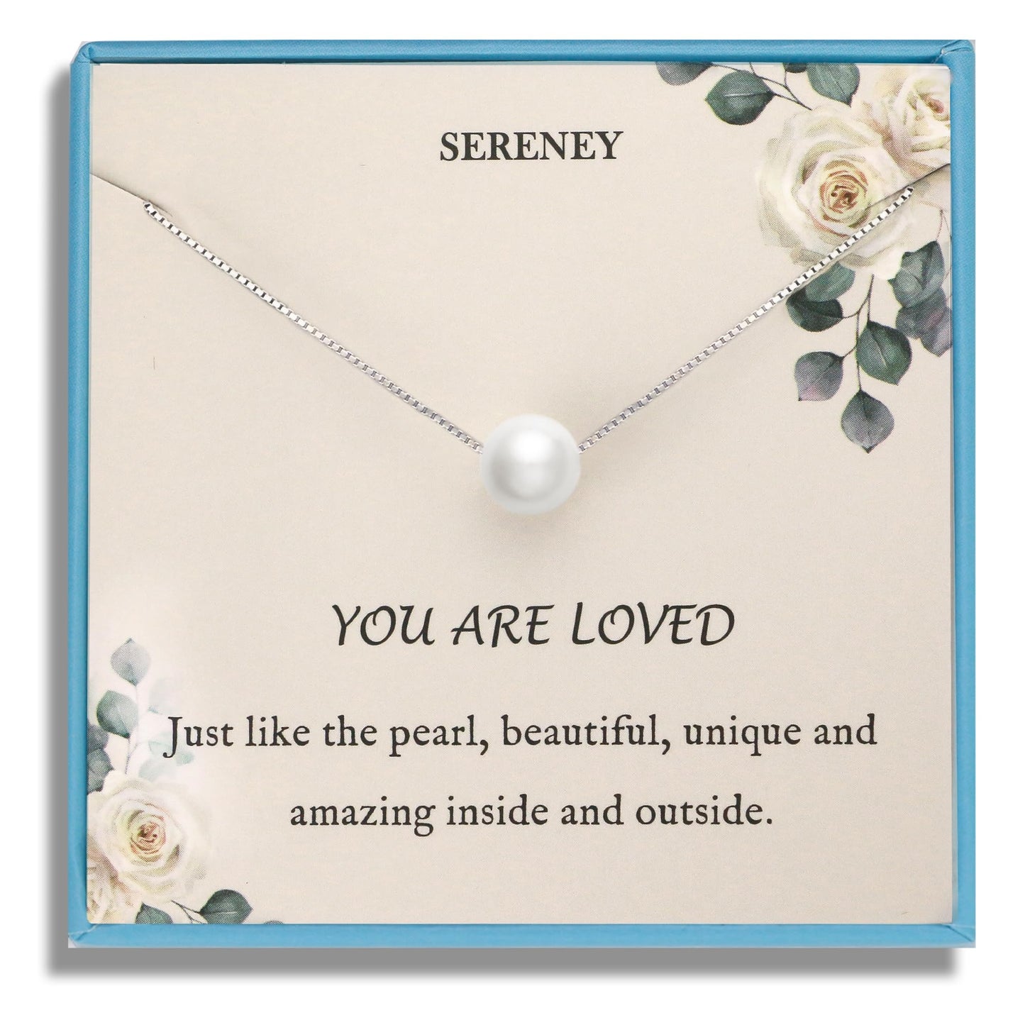 Sereney Single Pearl Neckle for Women S925 Sterling Silver, Simple Pearl Necklace as Inspirational Gifts for women, Everyday Pearl Jewlery Gifts or Birthday Gift for Girl Women