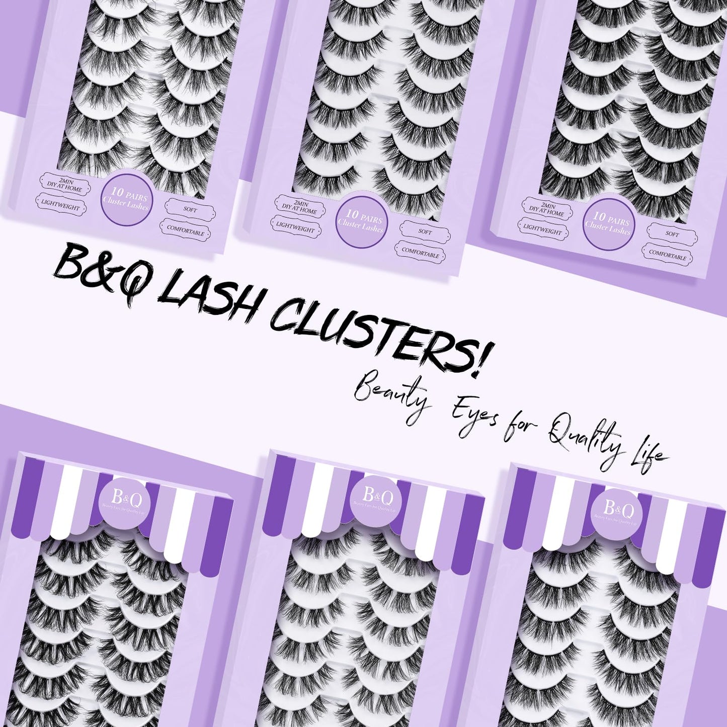 Lash Clusters P01 10 Pair Eyelash Clusters Cluster Eyelash Extensions Fluffy Cluster Lashes Wispy Diy Lash Extension Clusters Eyelash Extension Strips Lashes 10 Pairs Multipack(FDDM-P01)