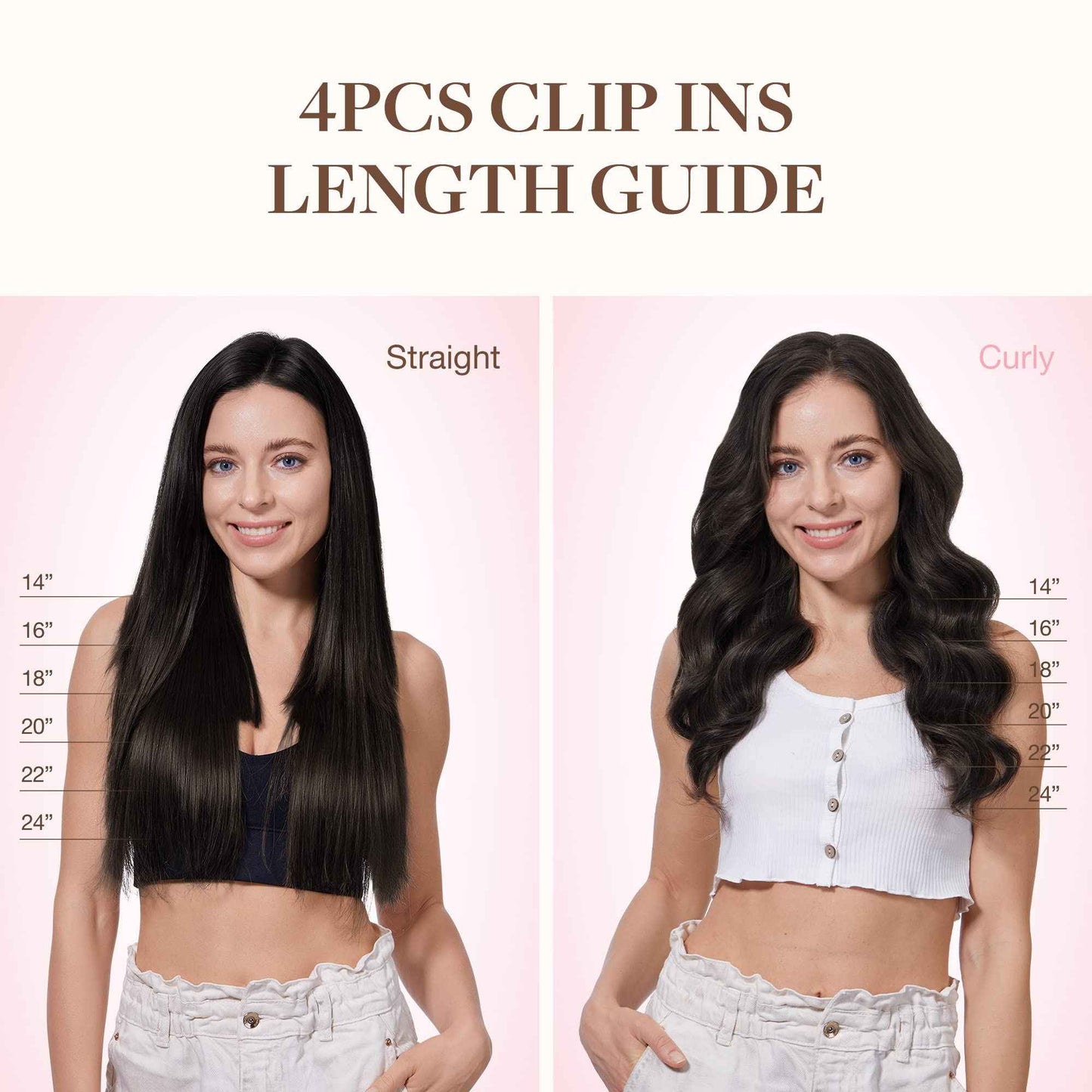 GOO GOO Clip in Hair Extensions Real Human Hair, Remy Human Hair Extensions Clip ins for Women, Natural Human Hair, 14inch 60g 4Pcs, 2 Dark Brown