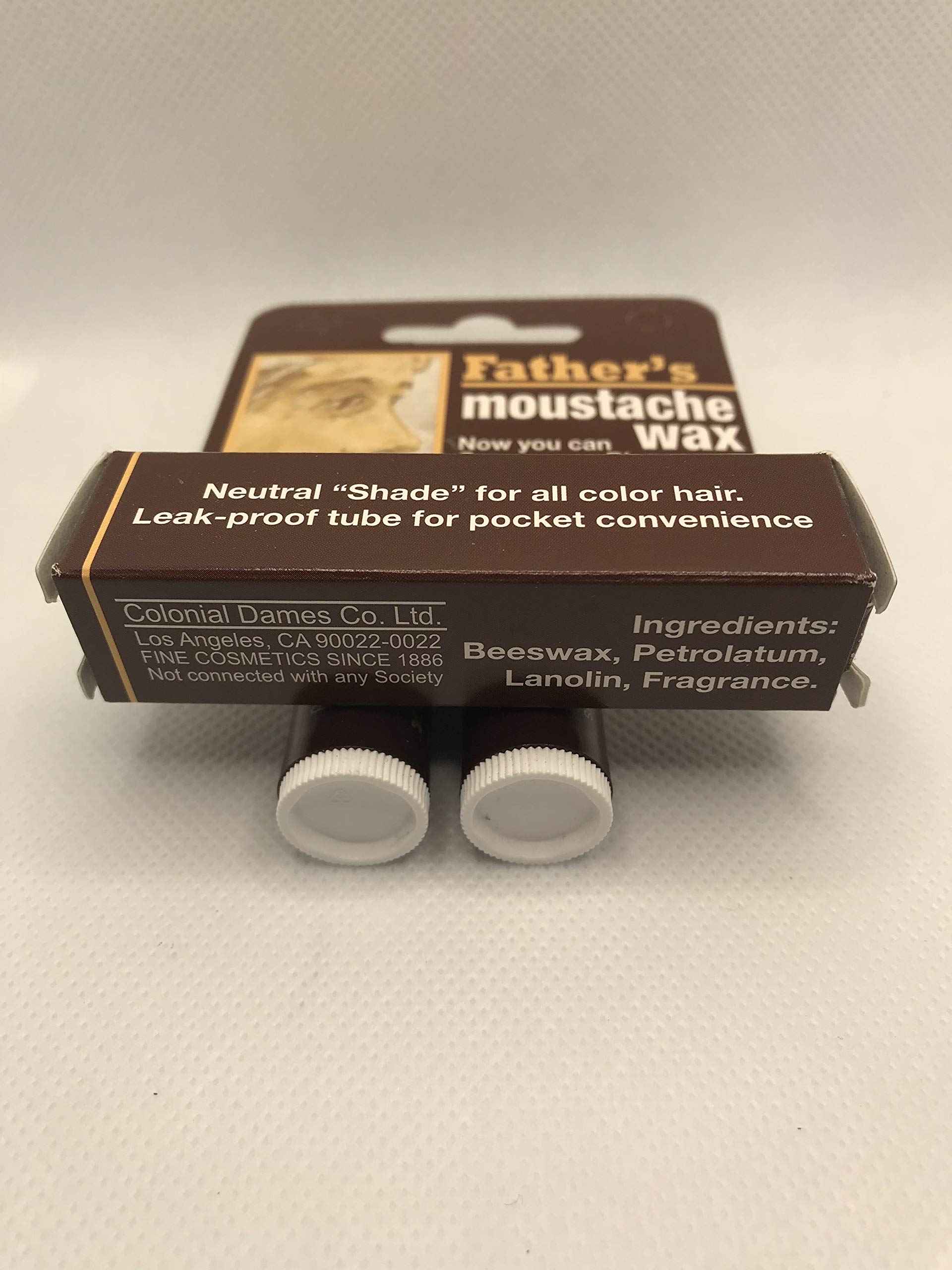 Father's Moustache Wax Neutral. Neutral Shade for All Color Hair. Leak Proof Tube for Pocket Convenience (4). ON All Multi Packs at Checkout, (Pack of 4)