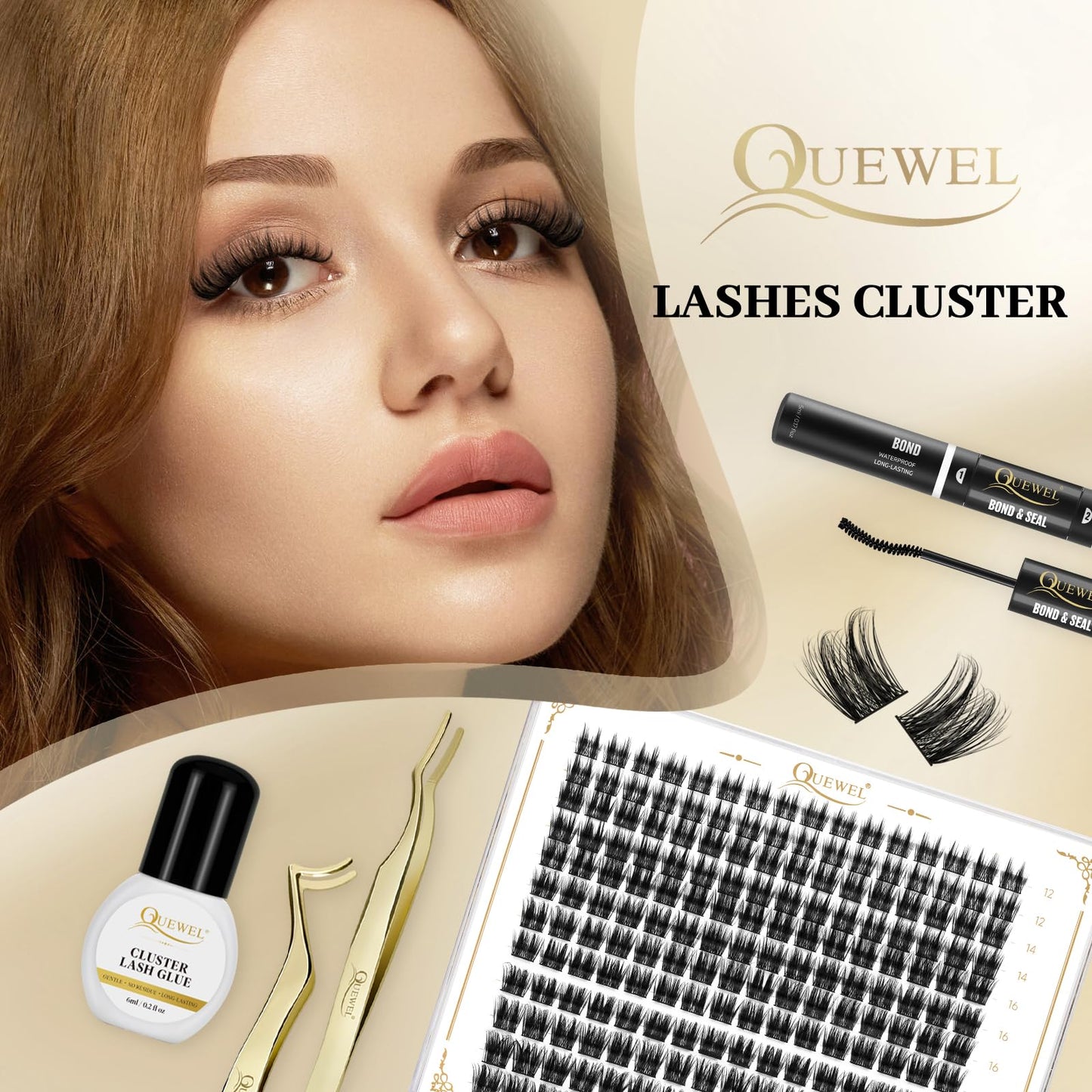 QUEWEL Lash Clusters 192Pcs Cluster Lashes Mix12-18mm DIY Eyelash Extension Individual Eyelashes Clusters Fluffy & Super Lightweight Lash Extension Clusters Natural Look (QU23-Mix12-18)