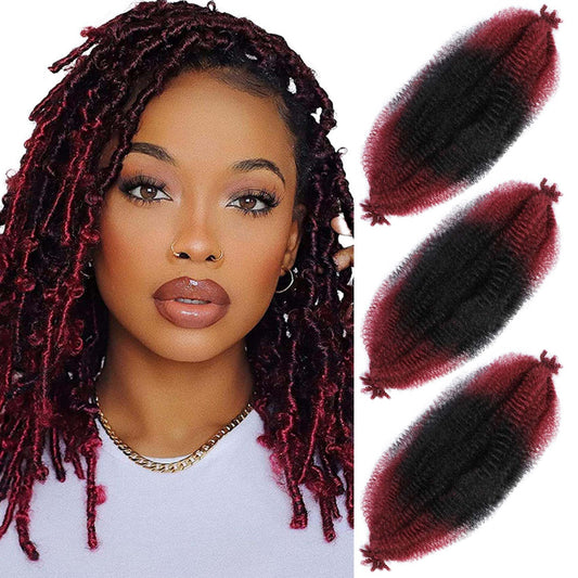 Afro Twist Hair 12 Inch 3 Packs, Springy Afro Twist Hair Pre Fluffed Spring Twist Hair Pre Separated Wrapping Hair for Soft Locs Hair Extensions (12 Inch (Pack of 3), 1B/Bug#)