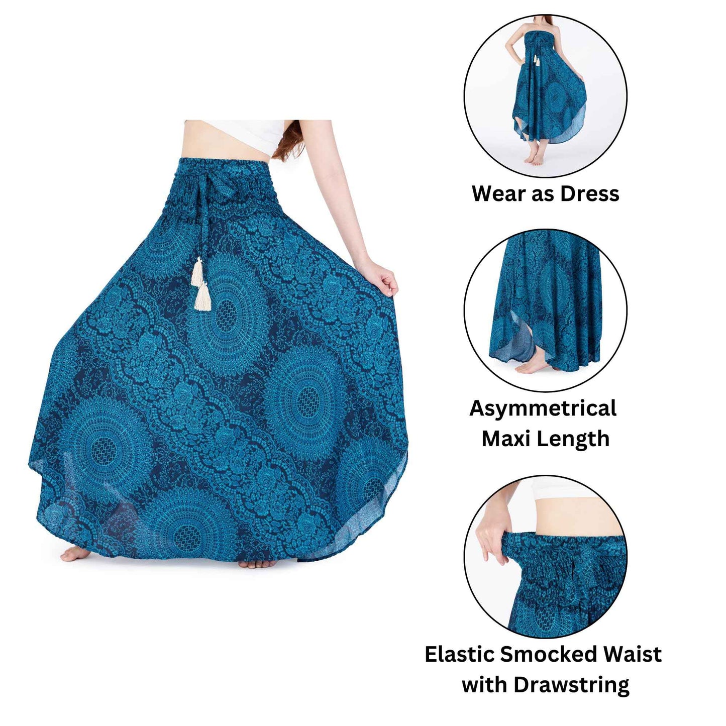 Lannaclothesdesign Women's Long Maxi Skirt Bohemian Gypsy Hippie Style Clothing Boho Skirts